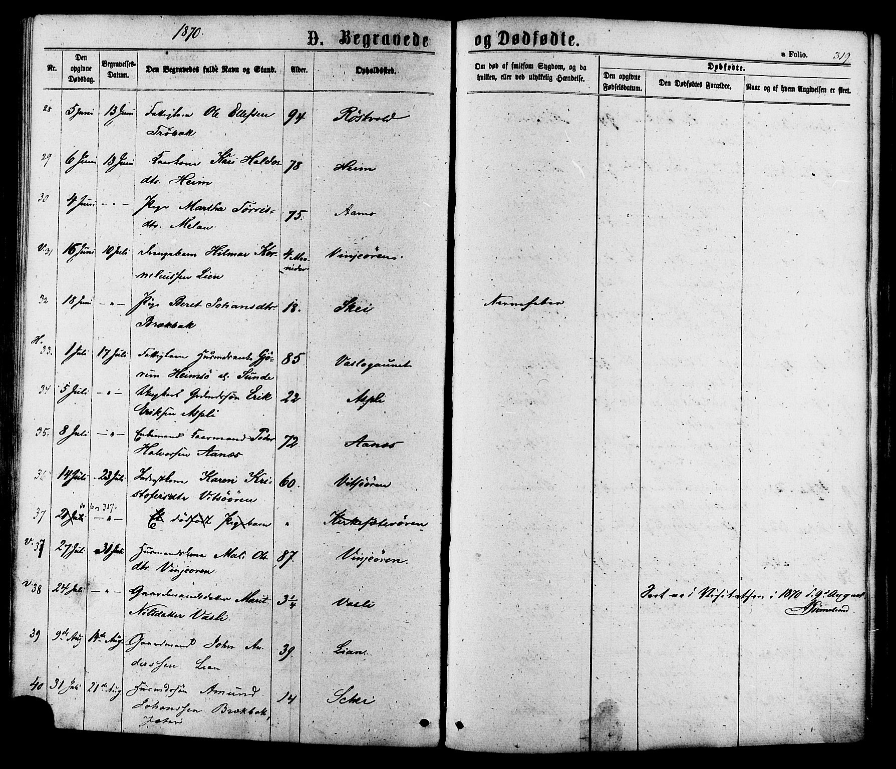 Ministerialprotokoller, klokkerbøker og fødselsregistre - Sør-Trøndelag, AV/SAT-A-1456/630/L0495: Parish register (official) no. 630A08, 1868-1878, p. 319