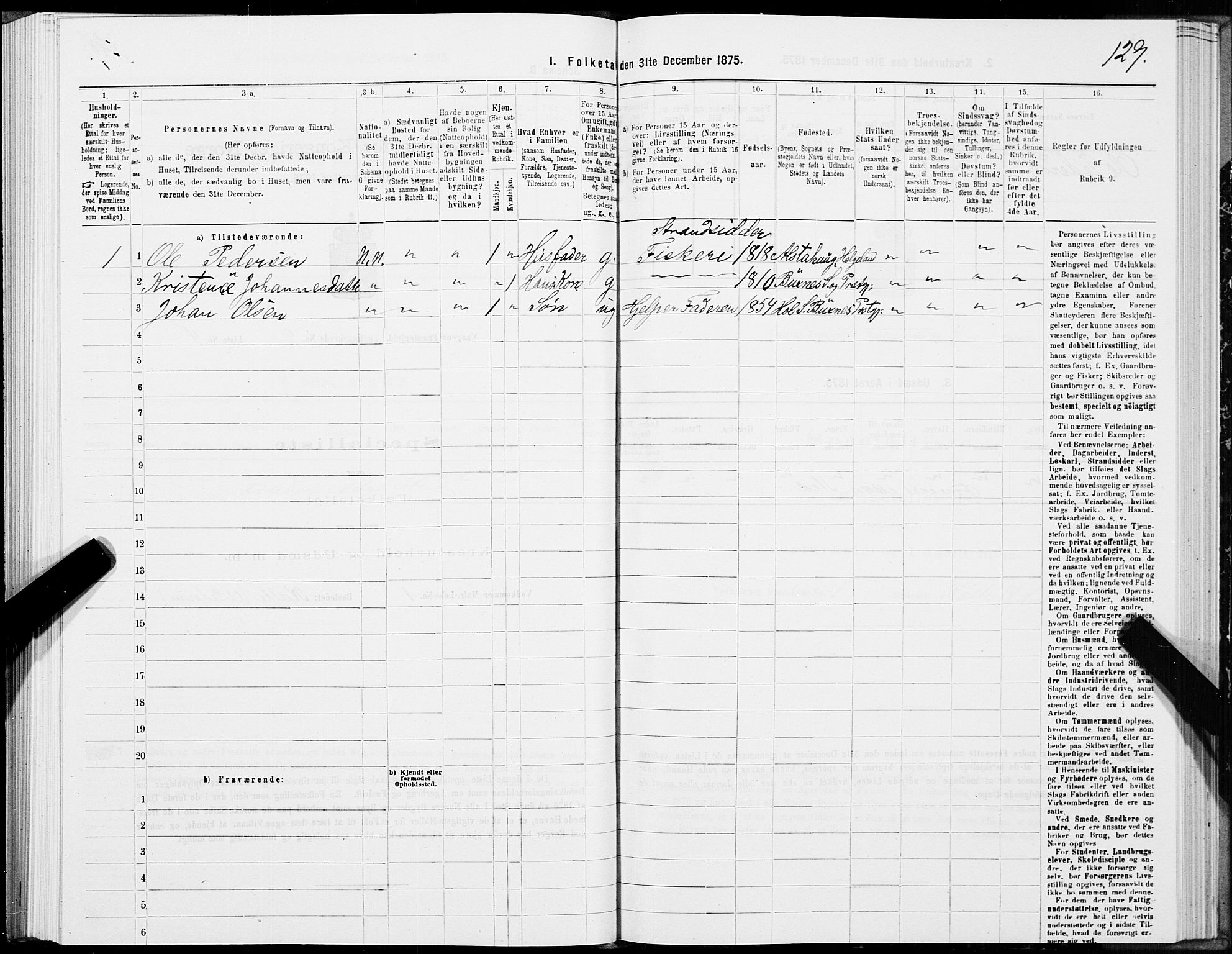 SAT, 1875 census for 1865P Vågan, 1875, p. 1129