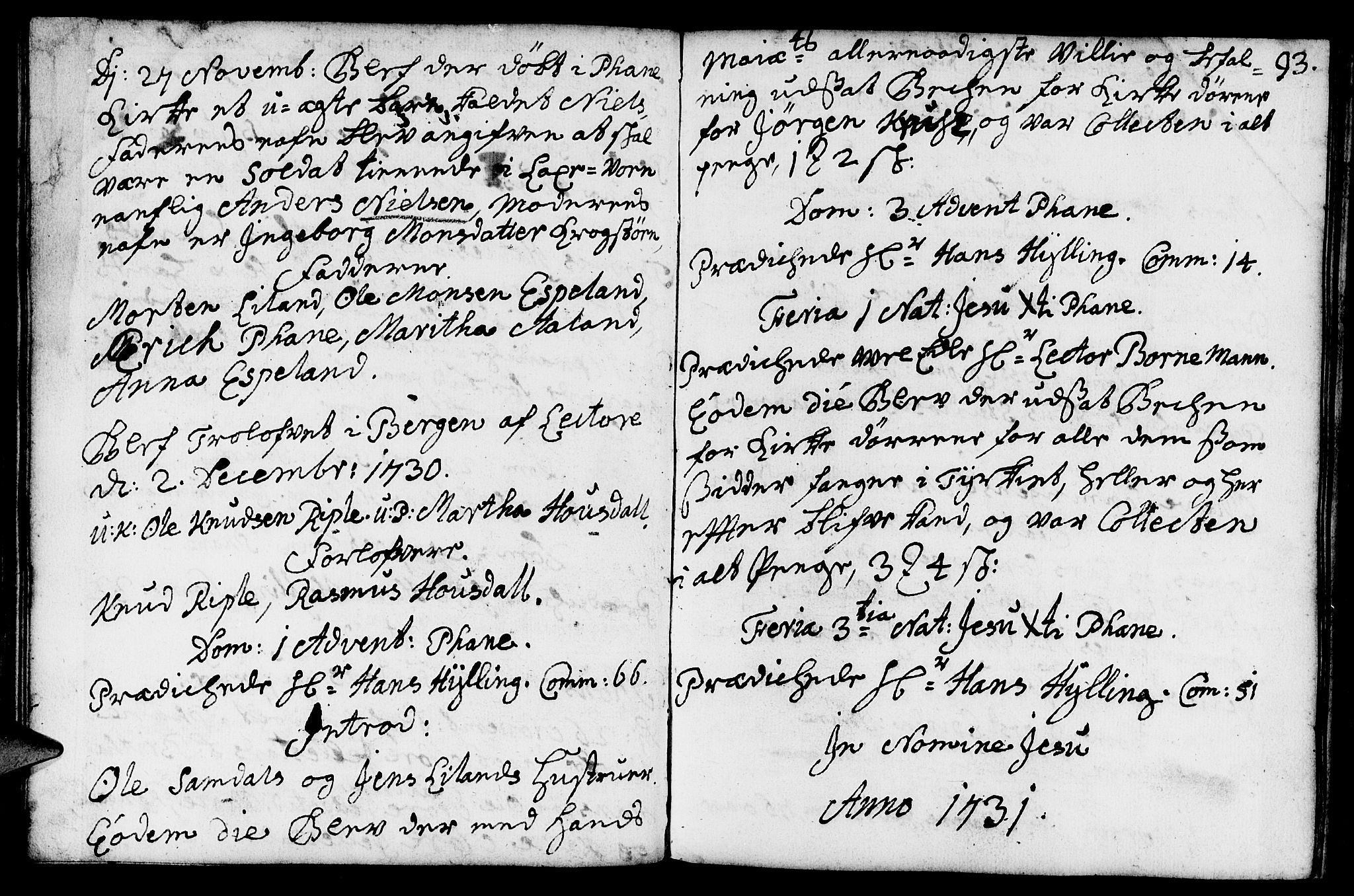 Fana Sokneprestembete, AV/SAB-A-75101/H/Haa/Haaa/L0002: Parish register (official) no. A 2, 1719-1735, p. 93