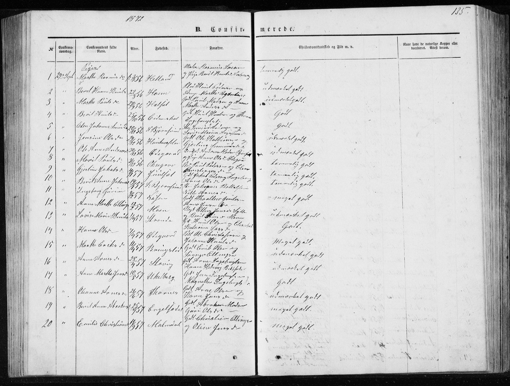 Ministerialprotokoller, klokkerbøker og fødselsregistre - Møre og Romsdal, AV/SAT-A-1454/565/L0754: Parish register (copy) no. 565C03, 1870-1896, p. 135