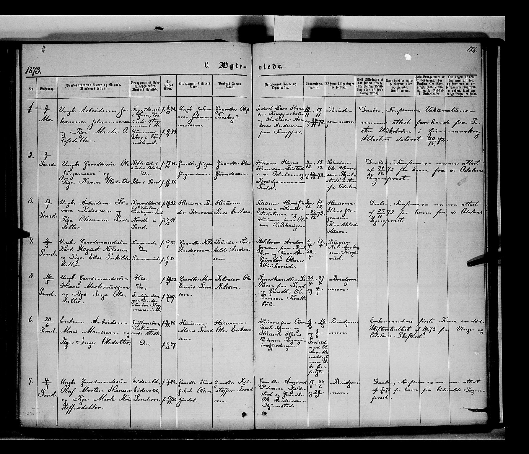 Nord-Odal prestekontor, AV/SAH-PREST-032/H/Ha/Haa/L0004: Parish register (official) no. 4, 1866-1873, p. 176