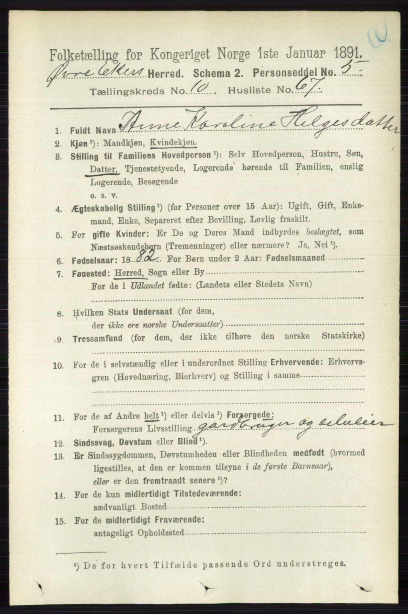 RA, 1891 census for 0624 Øvre Eiker, 1891, p. 4383