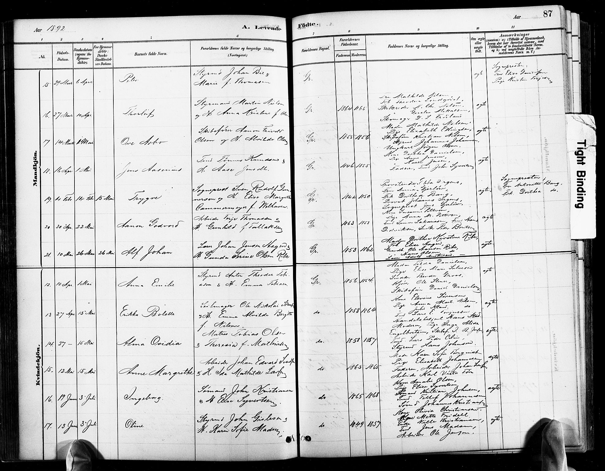 Grimstad sokneprestkontor, AV/SAK-1111-0017/F/Fb/L0001: Parish register (copy) no. B 1, 1881-1922, p. 87