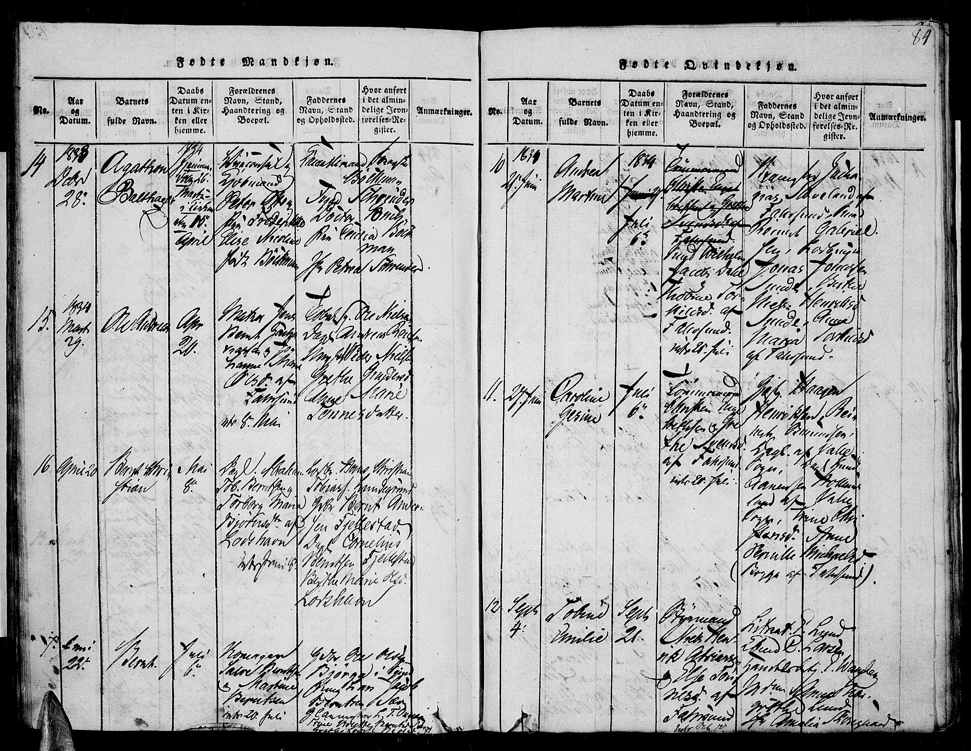 Farsund sokneprestkontor, AV/SAK-1111-0009/F/Fa/L0002: Parish register (official) no. A 2, 1815-1836, p. 84