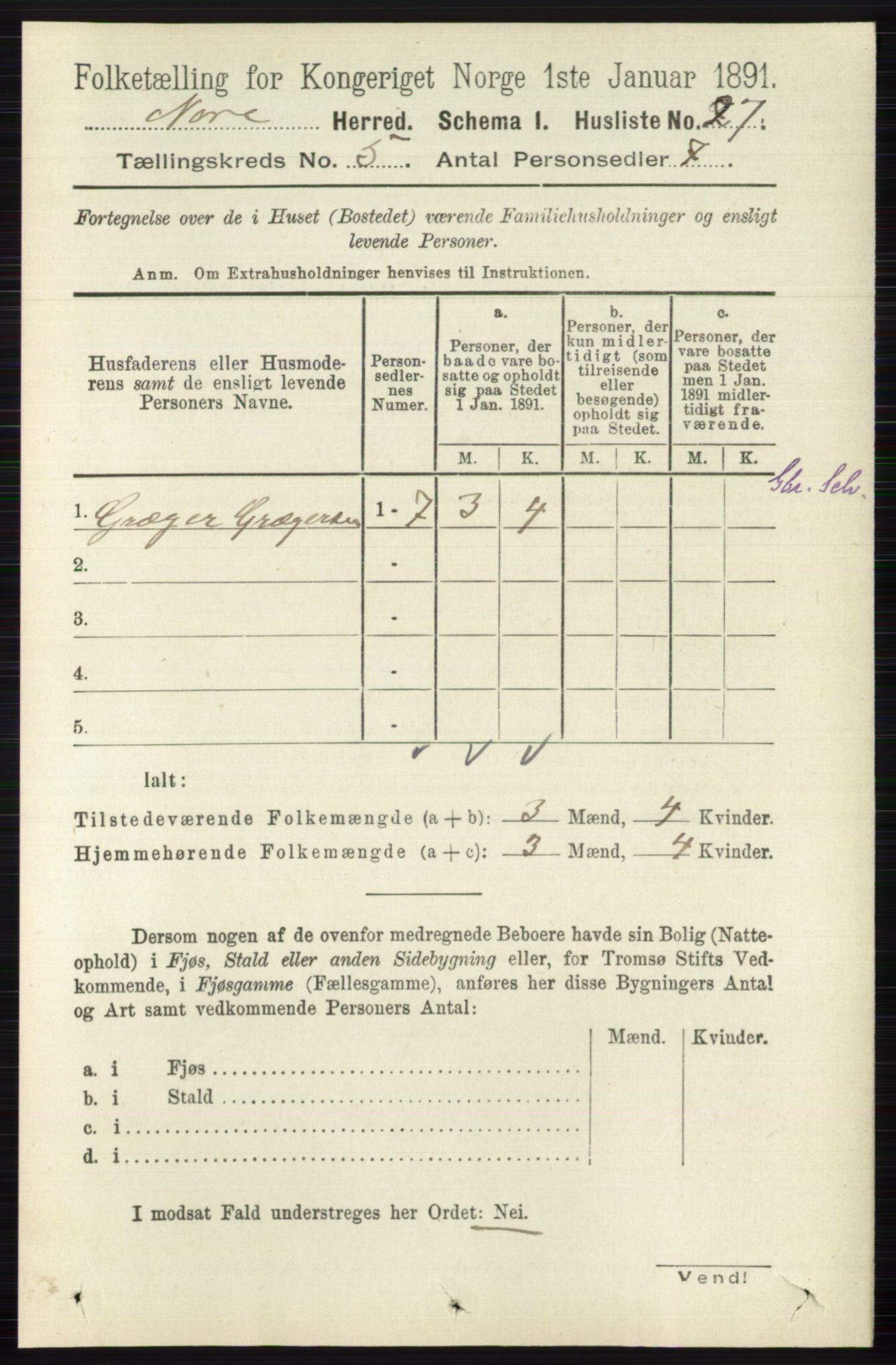 RA, 1891 census for 0633 Nore, 1891, p. 1556