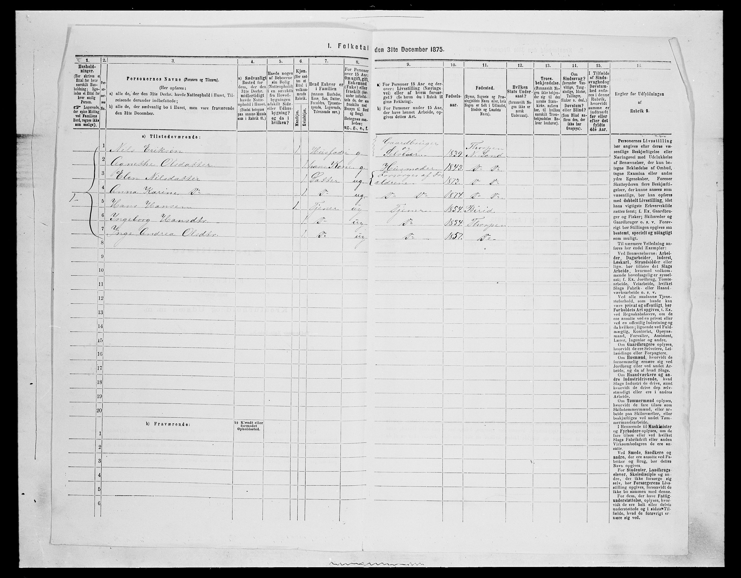 SAH, 1875 census for 0538P Nordre Land, 1875, p. 1215