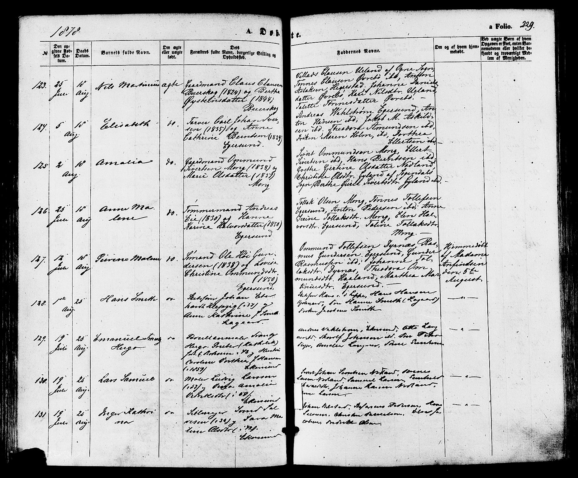 Eigersund sokneprestkontor, AV/SAST-A-101807/S08/L0014: Parish register (official) no. A 13, 1866-1878, p. 229