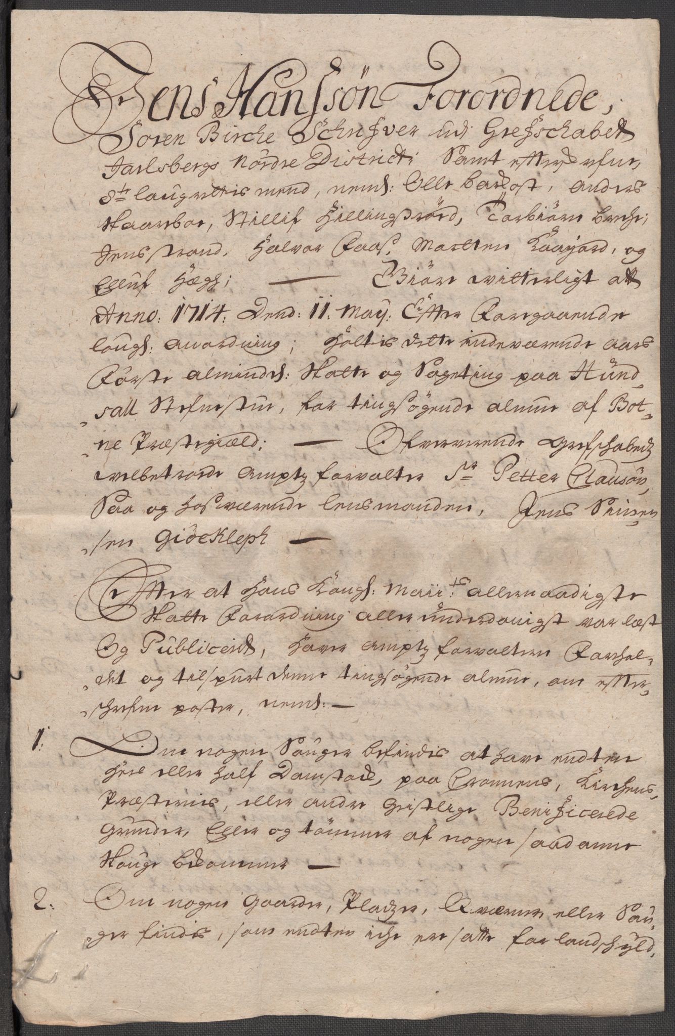Rentekammeret inntil 1814, Reviderte regnskaper, Fogderegnskap, RA/EA-4092/R32/L1879: Fogderegnskap Jarlsberg grevskap, 1714-1715, p. 155