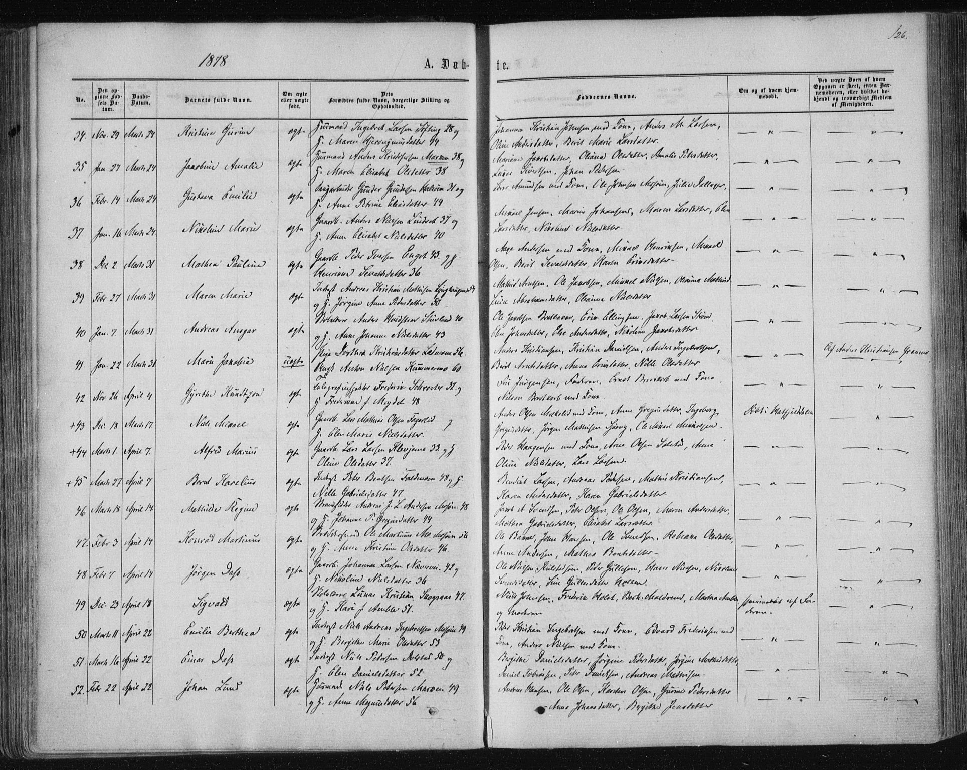 Ministerialprotokoller, klokkerbøker og fødselsregistre - Nordland, SAT/A-1459/820/L0294: Parish register (official) no. 820A15, 1866-1879, p. 126