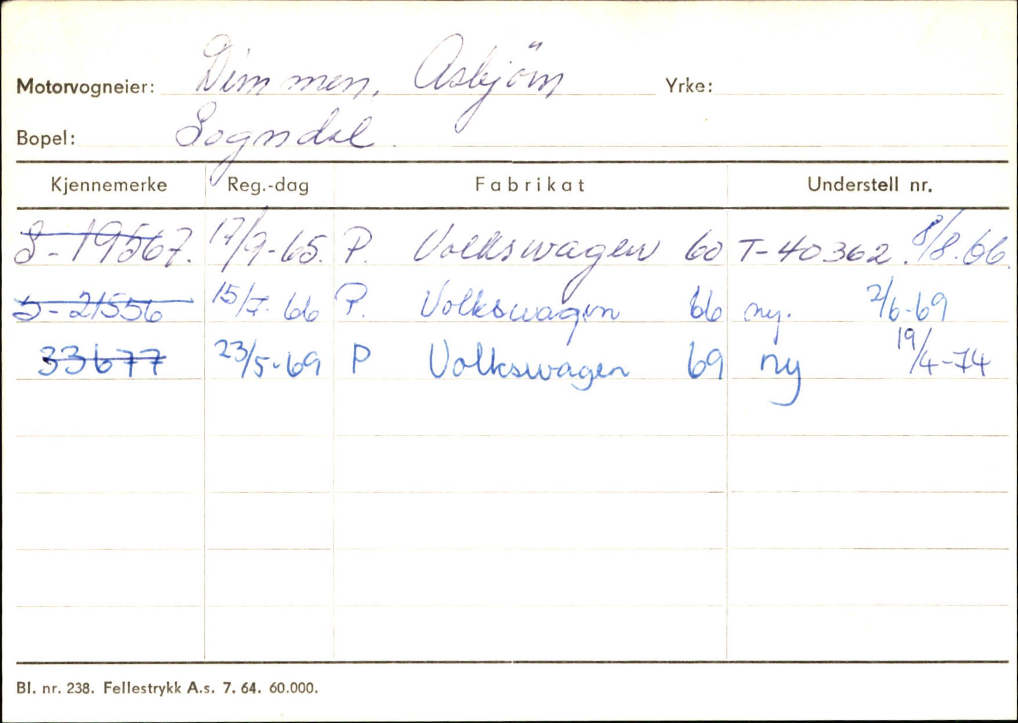 Statens vegvesen, Sogn og Fjordane vegkontor, SAB/A-5301/4/F/L0124: Eigarregister Sogndal A-U, 1945-1975, p. 298