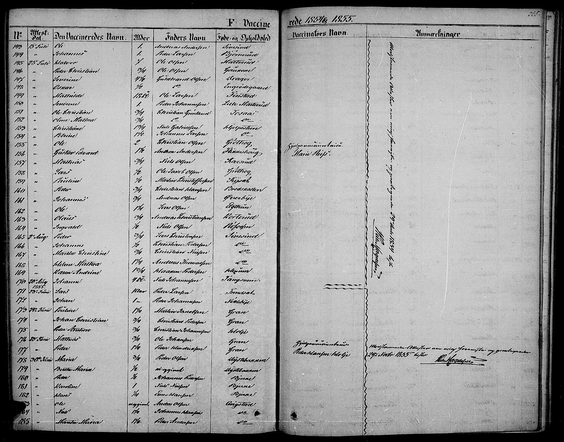 Vestre Toten prestekontor, SAH/PREST-108/H/Ha/Haa/L0005: Parish register (official) no. 5, 1850-1855, p. 385