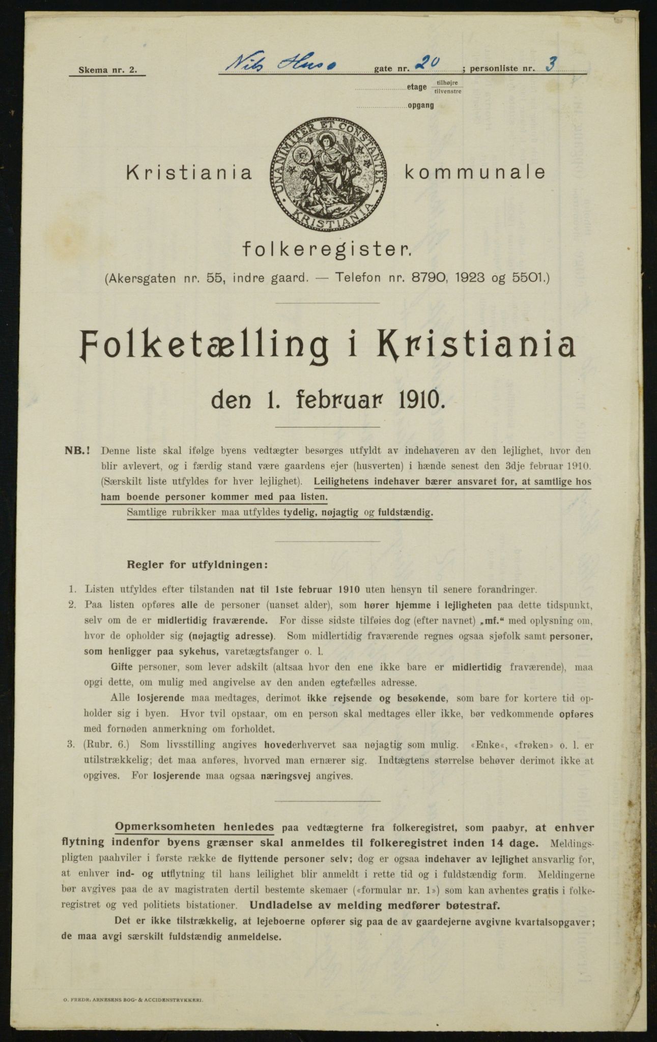 OBA, Municipal Census 1910 for Kristiania, 1910, p. 68682