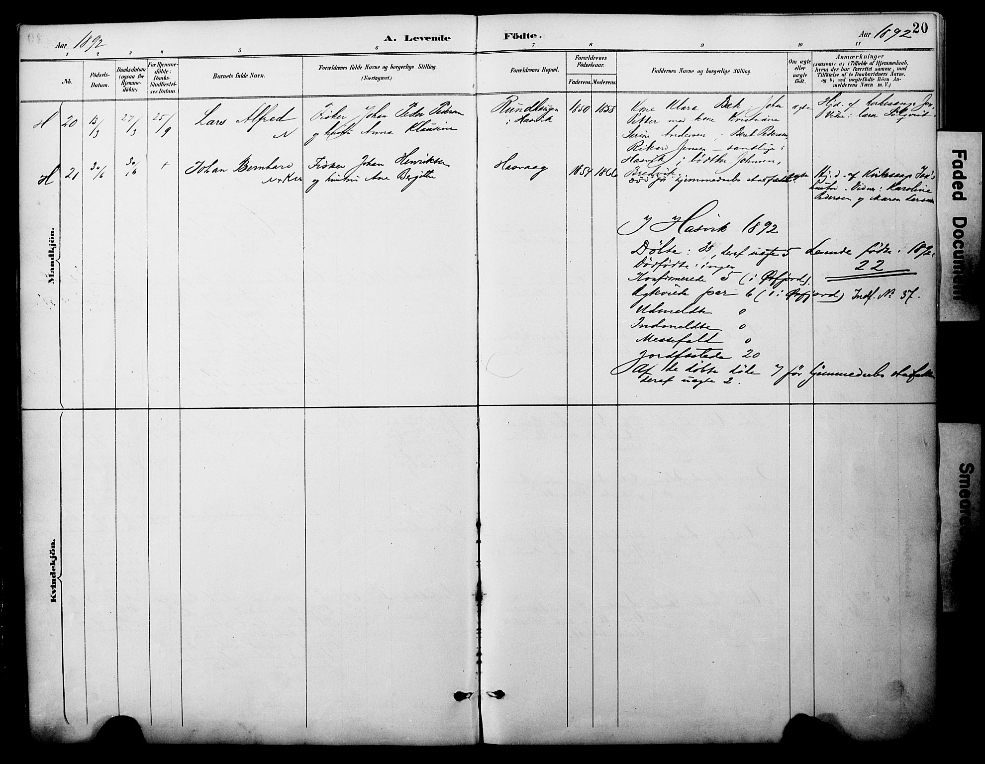 Loppa sokneprestkontor, SATØ/S-1339/H/Ha/L0008kirke: Parish register (official) no. 8, 1889-1907, p. 20