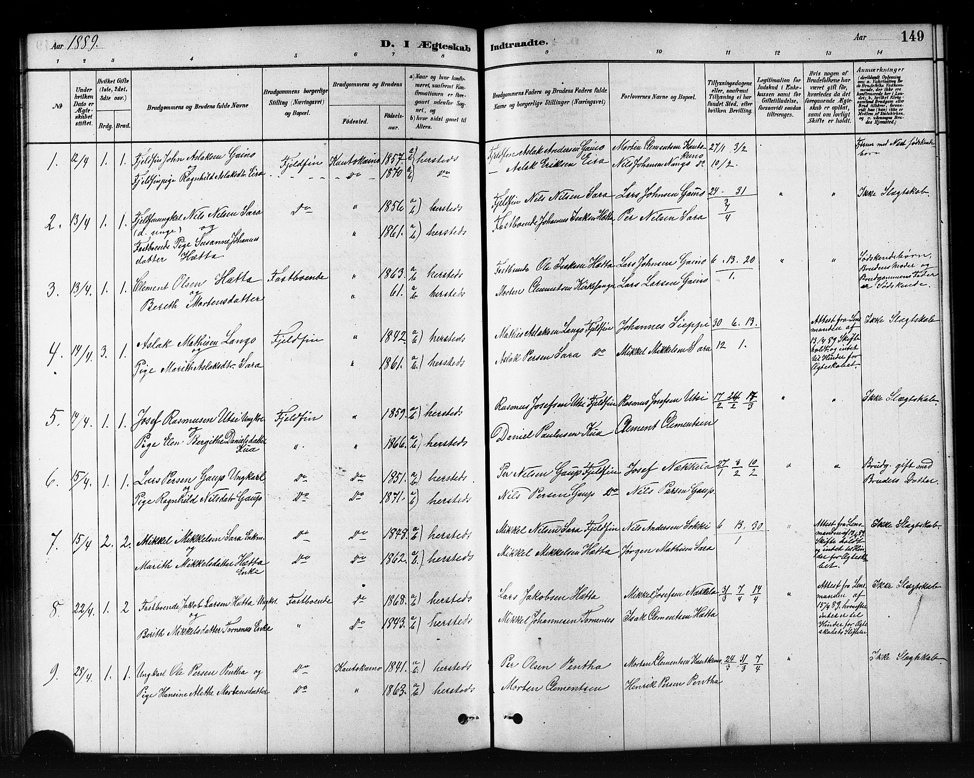 Kautokeino sokneprestembete, SATØ/S-1340/H/Hb/L0002.klokk: Parish register (copy) no. 2, 1877-1896, p. 149