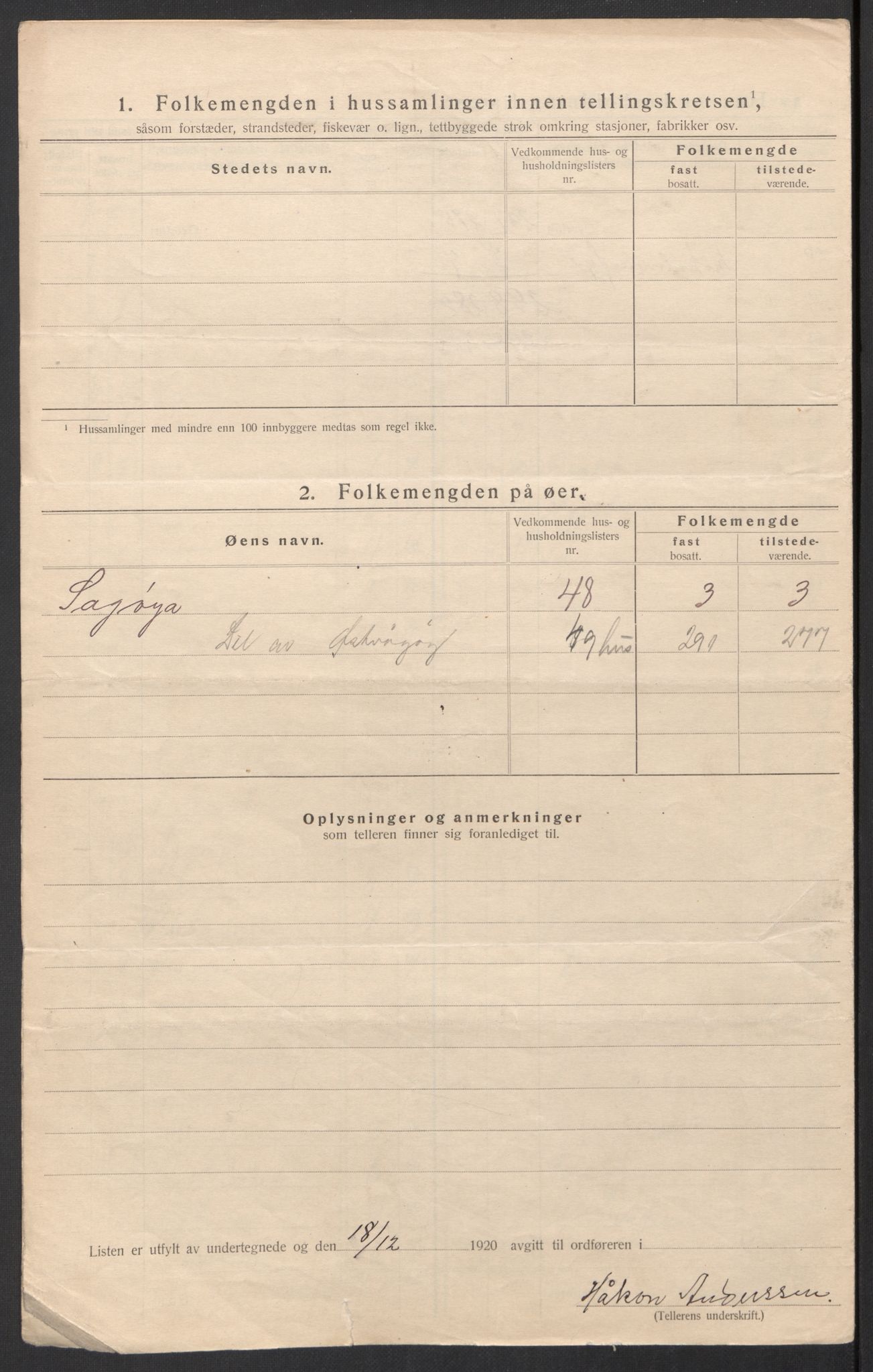 SAT, 1920 census for Vågan, 1920, p. 14