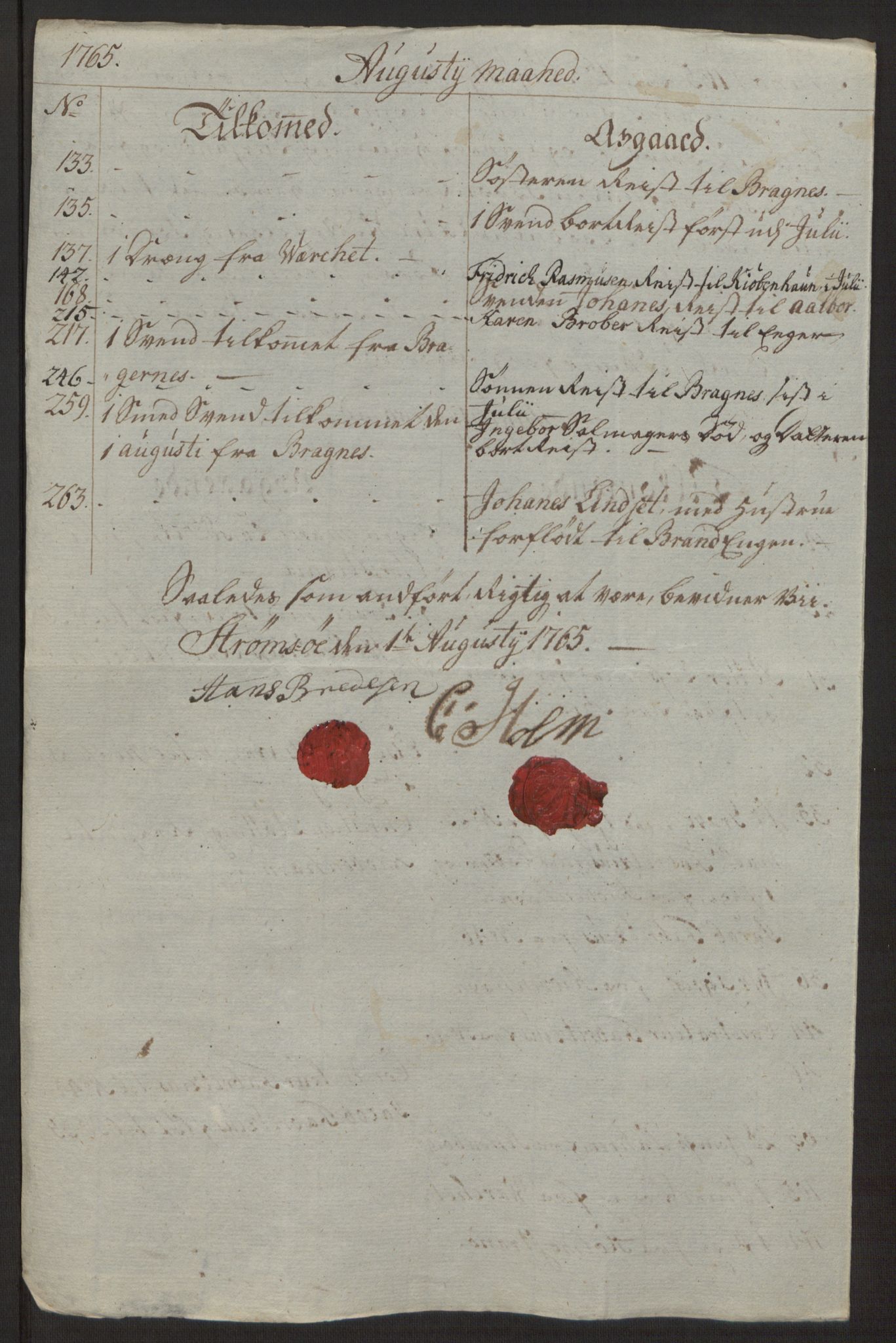 Rentekammeret inntil 1814, Reviderte regnskaper, Byregnskaper, AV/RA-EA-4066/R/Rg/L0144/0001: [G4] Kontribusjonsregnskap / Ekstraskatt, 1762-1767, p. 390