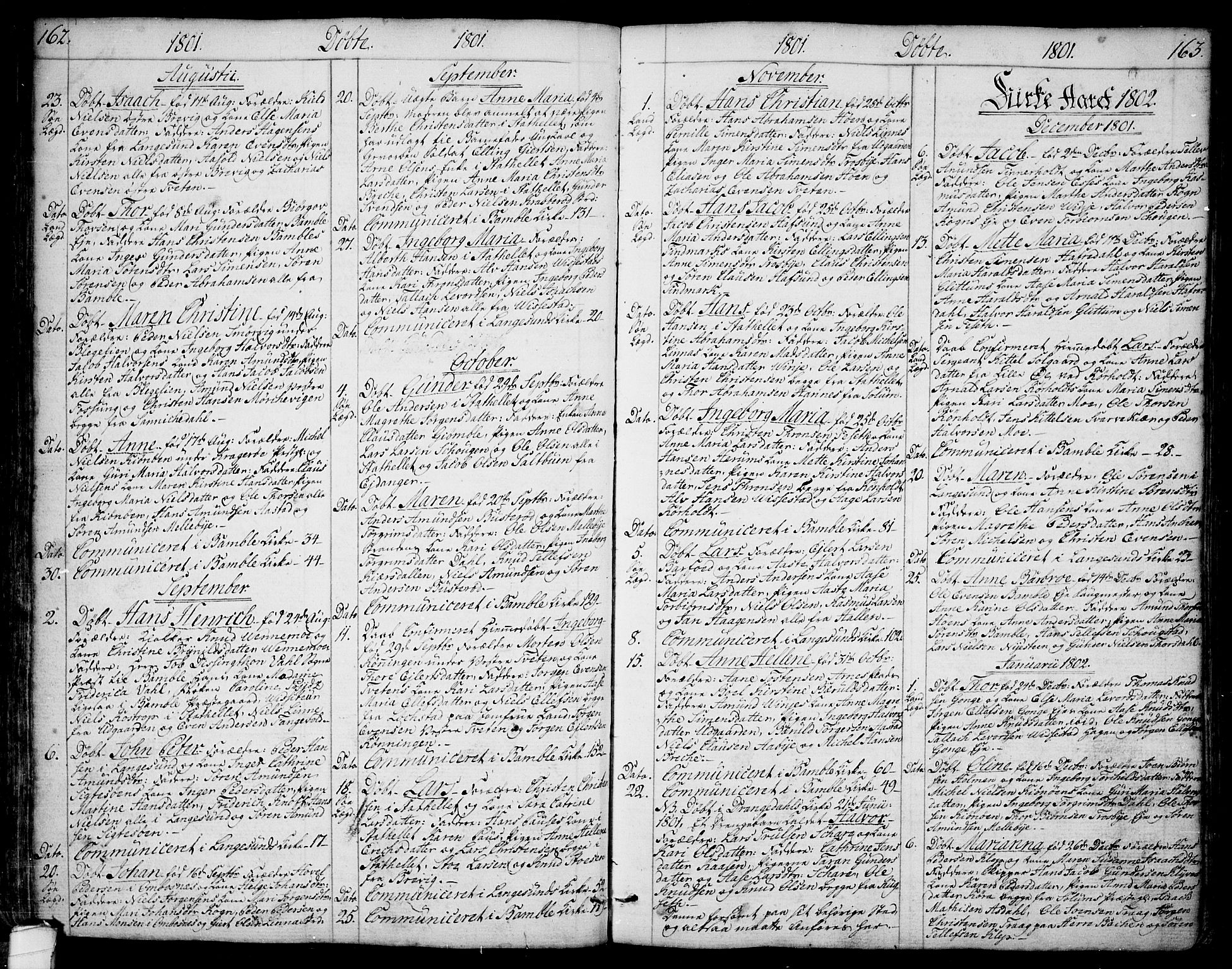 Bamble kirkebøker, SAKO/A-253/F/Fa/L0002: Parish register (official) no. I 2, 1775-1814, p. 162-163