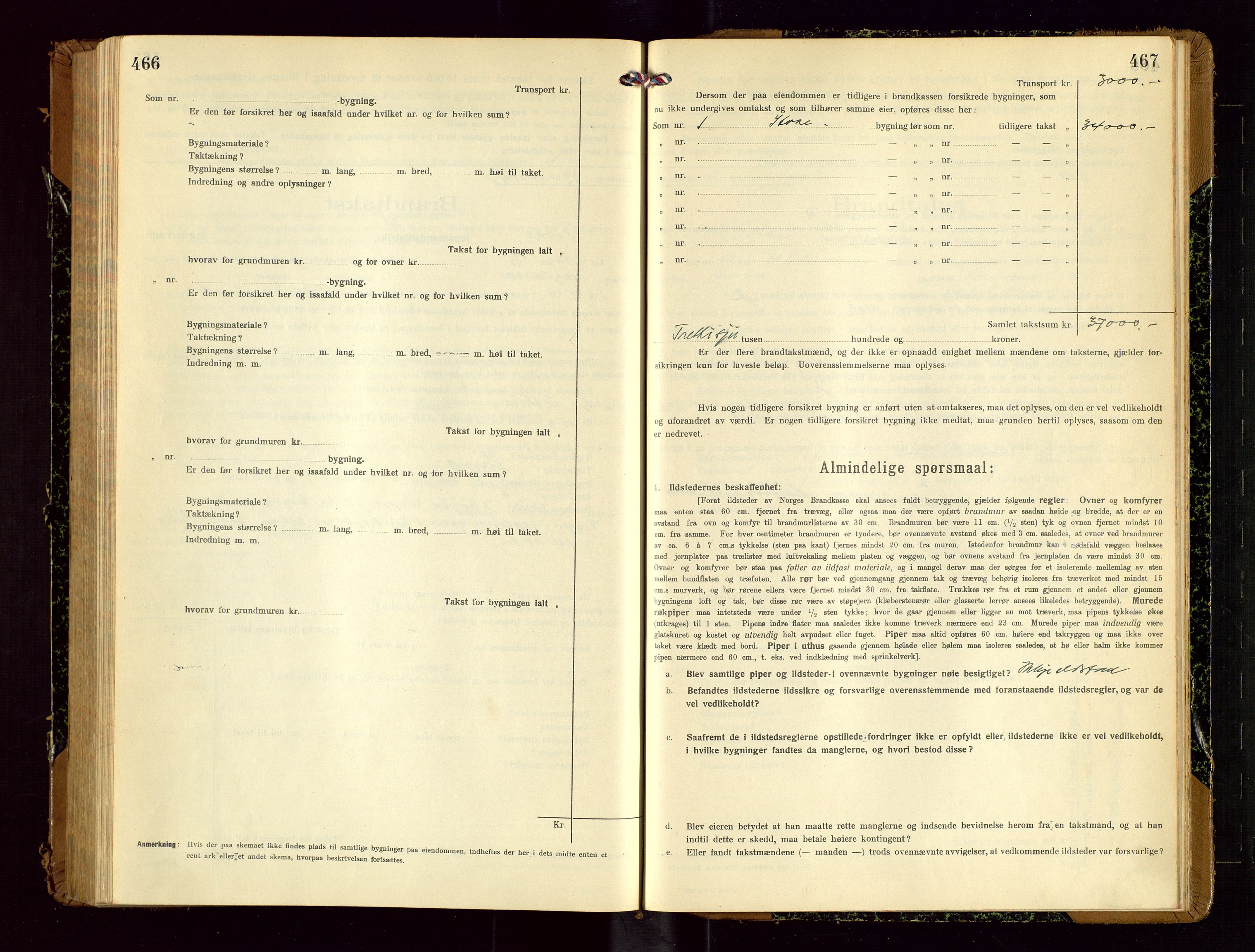 Time lensmannskontor, SAST/A-100420/Gob/L0002: Branntakstprotokoll, 1919-1952, p. 466-467