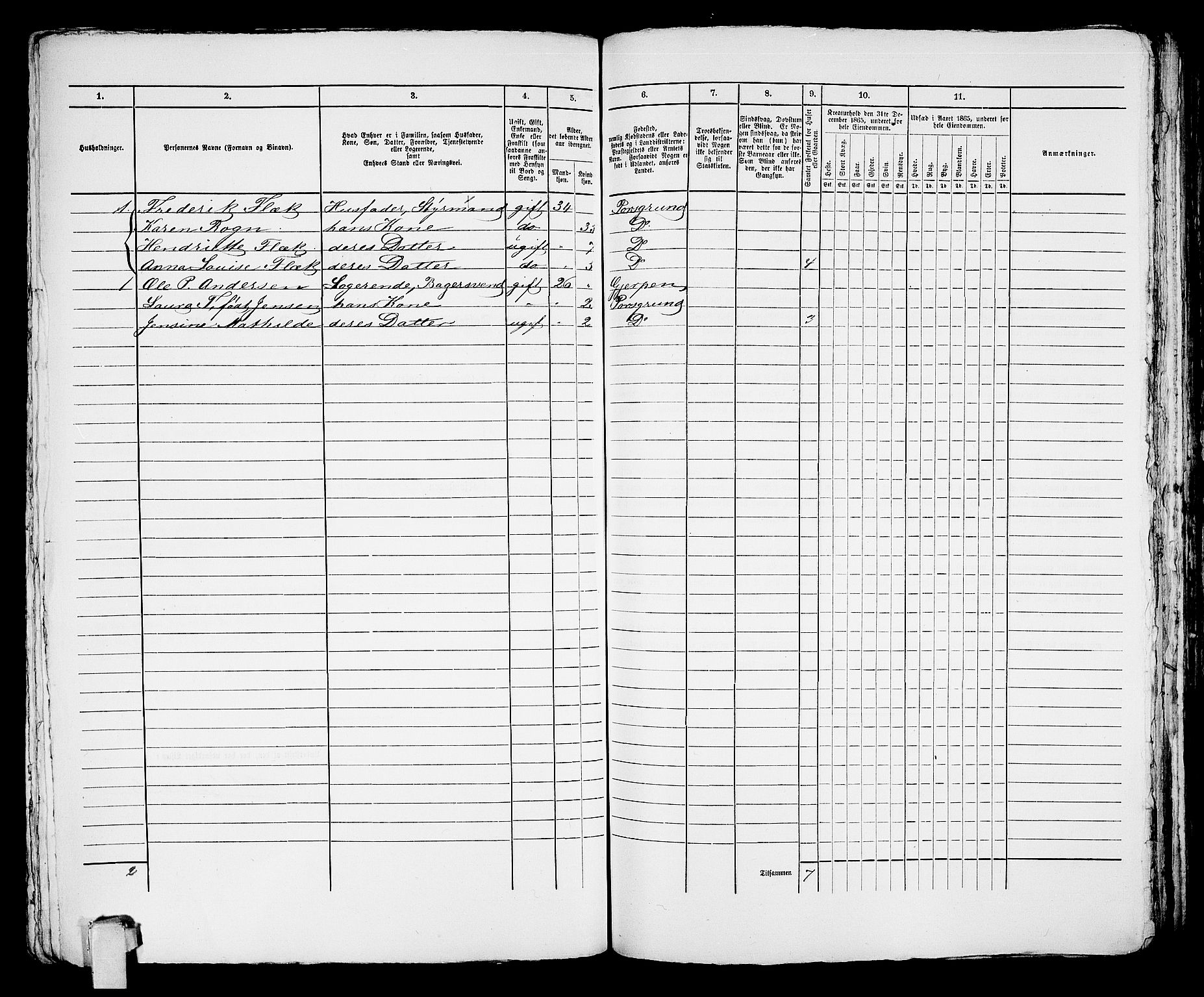 RA, 1865 census for Porsgrunn, 1865, p. 293