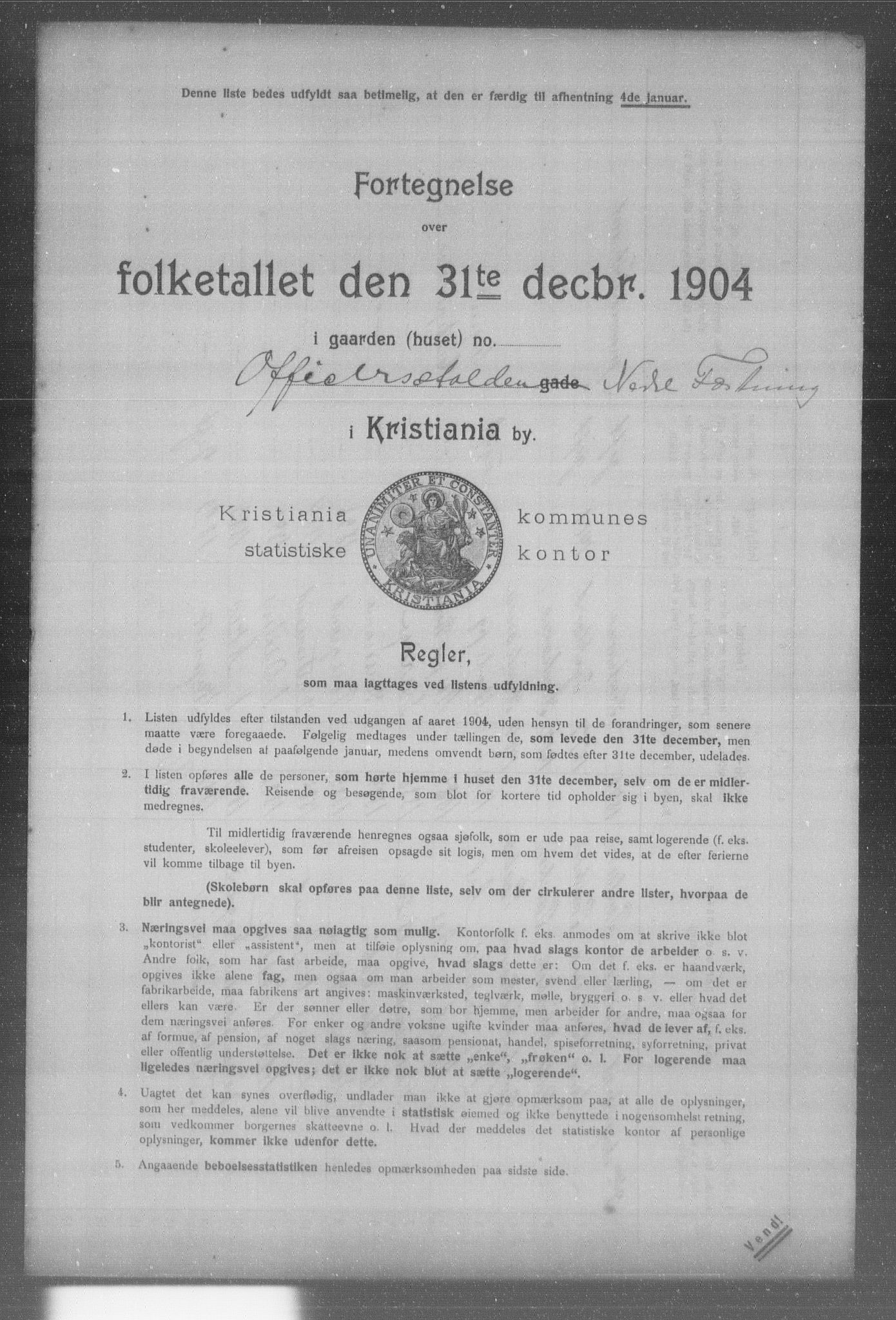 OBA, Municipal Census 1904 for Kristiania, 1904, p. 295