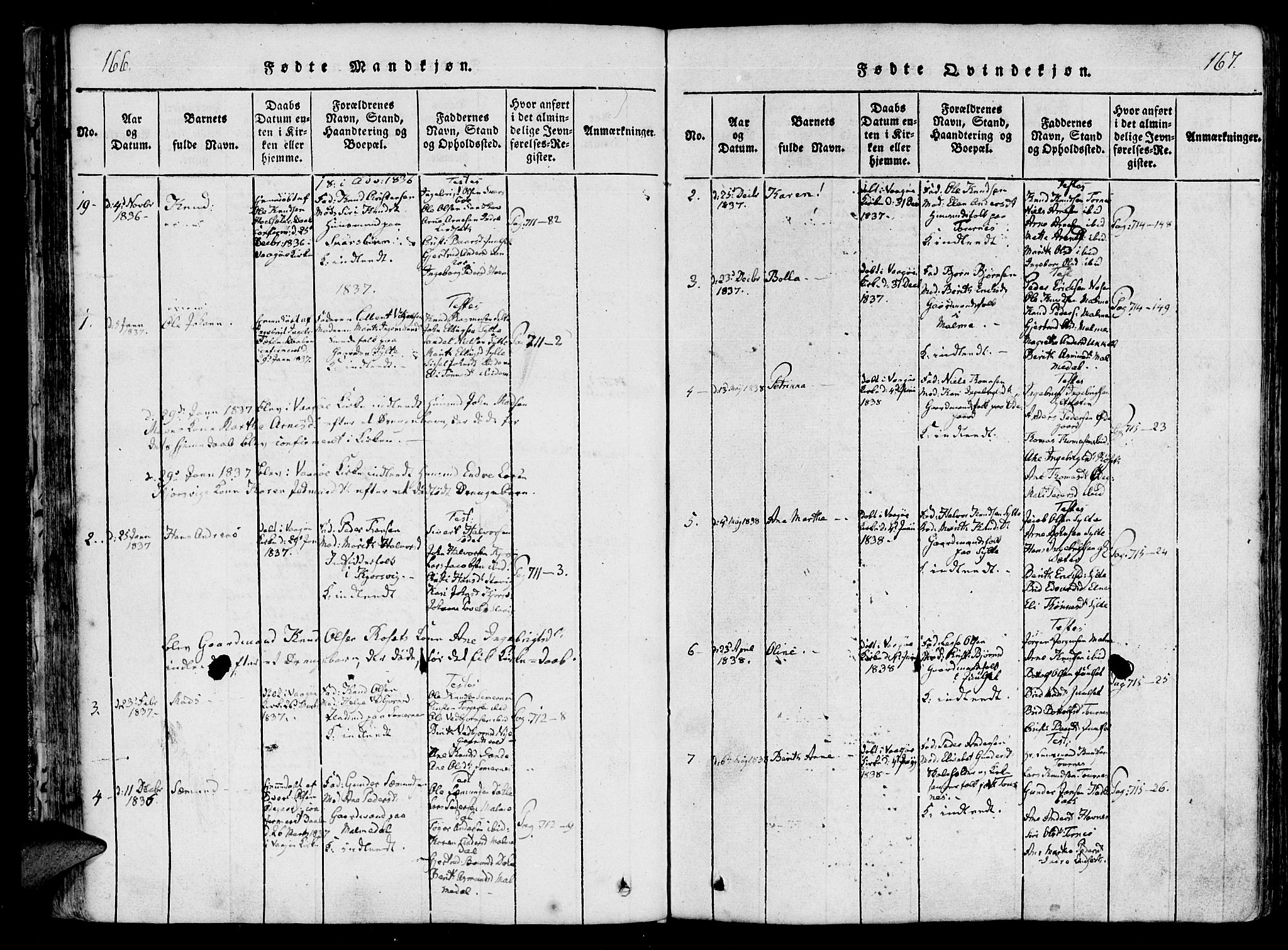 Ministerialprotokoller, klokkerbøker og fødselsregistre - Møre og Romsdal, AV/SAT-A-1454/565/L0747: Parish register (official) no. 565A01, 1817-1844, p. 166-167