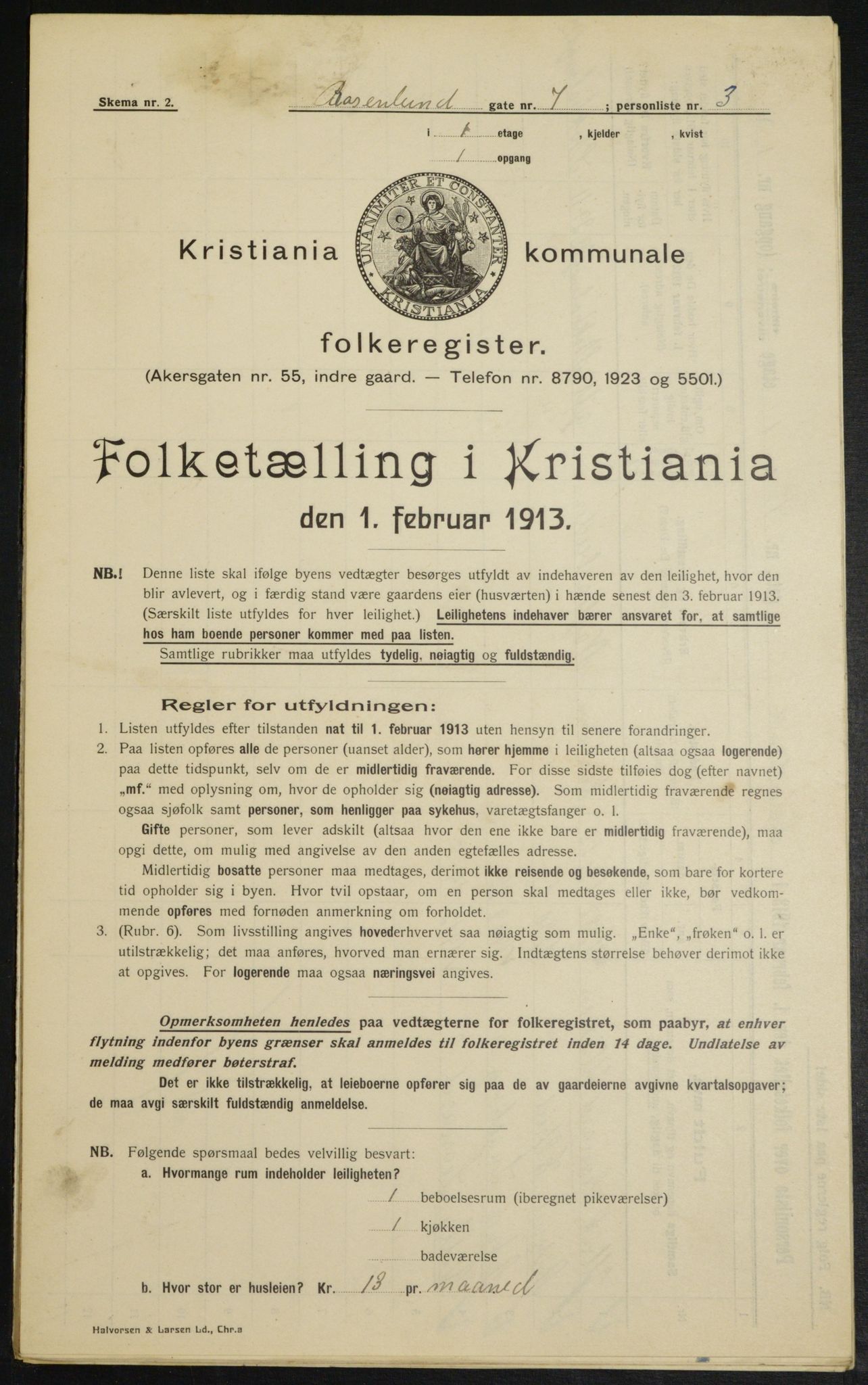 OBA, Municipal Census 1913 for Kristiania, 1913, p. 84031