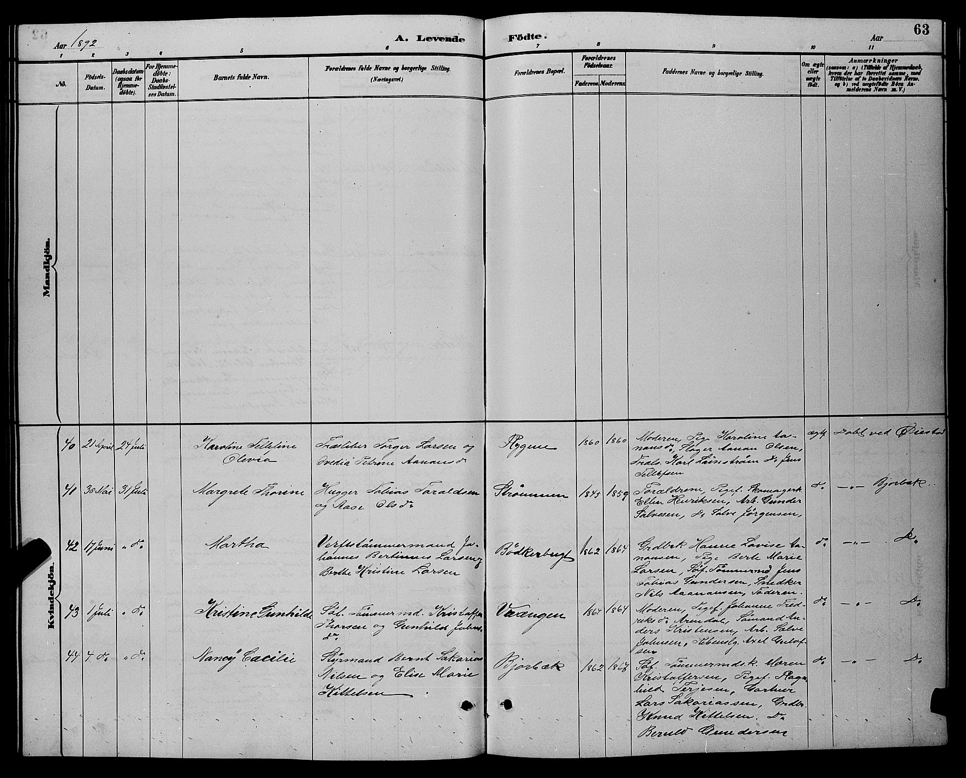 Øyestad sokneprestkontor, AV/SAK-1111-0049/F/Fb/L0009: Parish register (copy) no. B 9, 1886-1896, p. 63