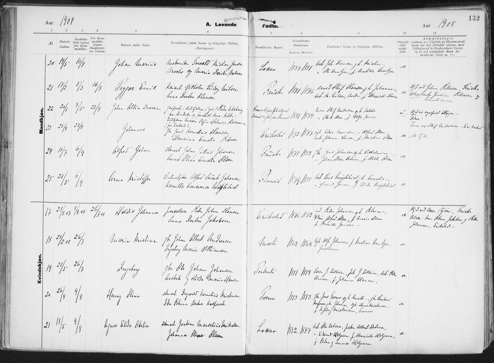 Ministerialprotokoller, klokkerbøker og fødselsregistre - Nordland, AV/SAT-A-1459/849/L0696: Parish register (official) no. 849A08, 1898-1910, p. 132