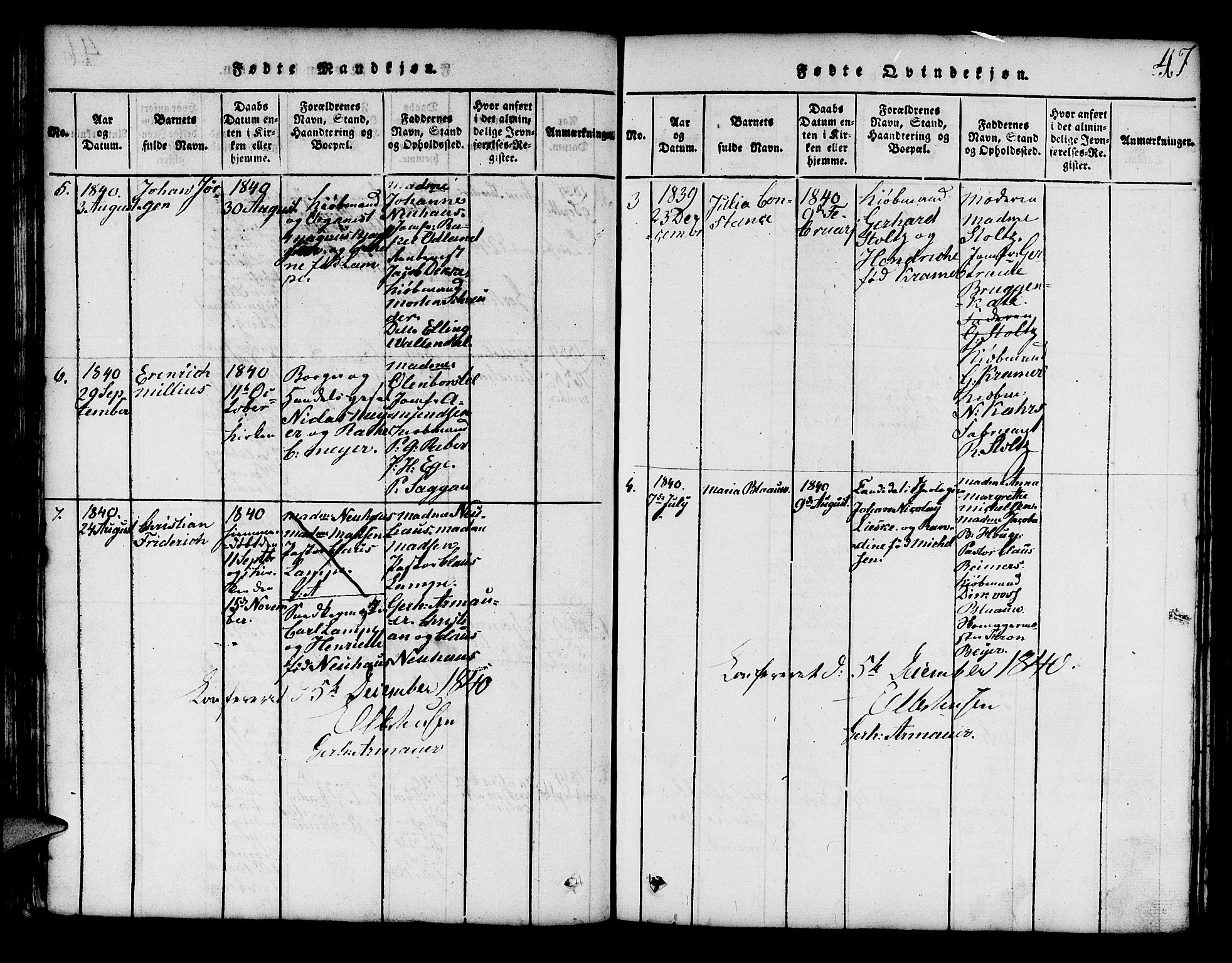 Mariakirken Sokneprestembete, AV/SAB-A-76901/H/Hab/L0001: Parish register (copy) no. A 1, 1815-1846, p. 47