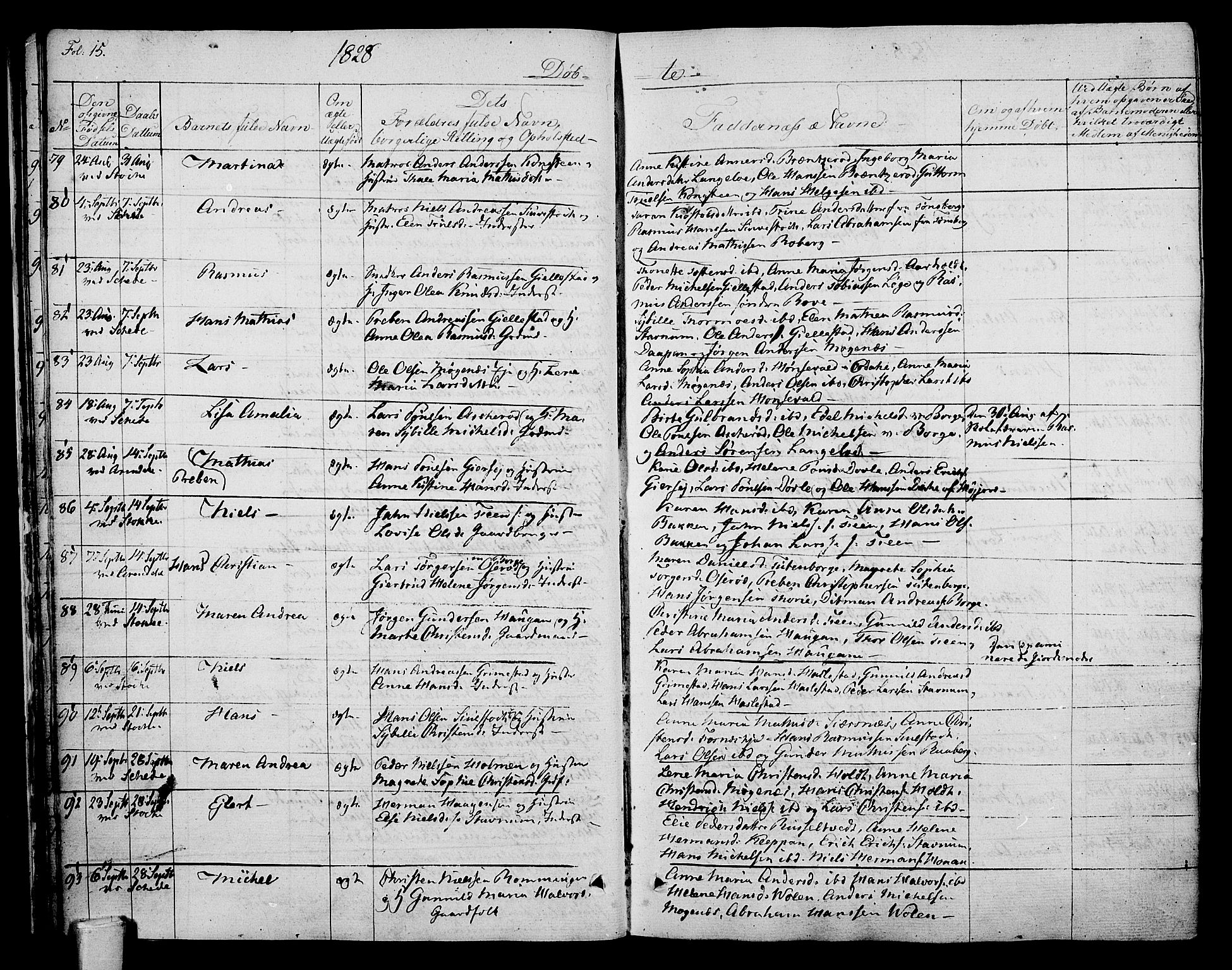 Stokke kirkebøker, AV/SAKO-A-320/F/Fa/L0006: Parish register (official) no. I 6, 1826-1843, p. 15