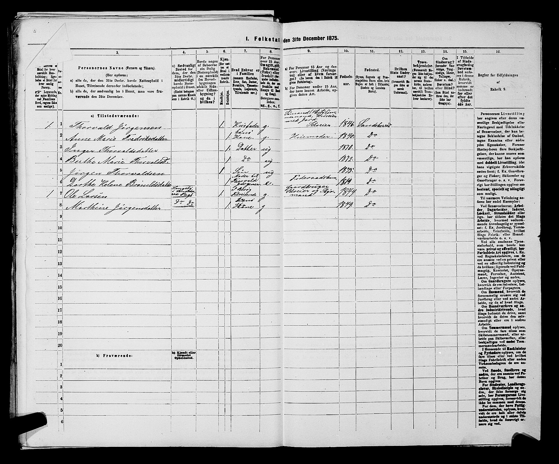 SAKO, 1875 census for 0724L Sandeherred/Sandeherred, 1875, p. 912