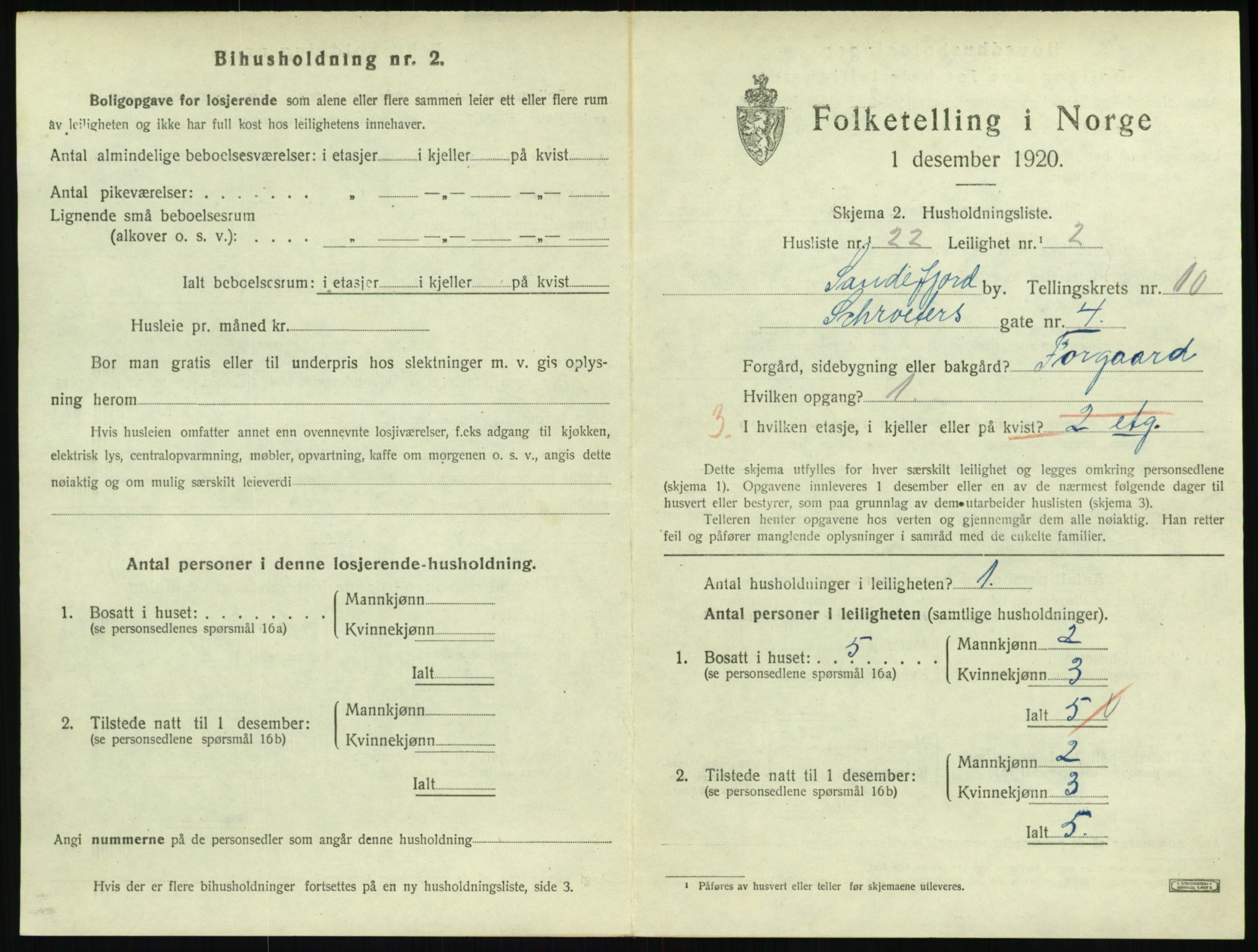 SAKO, 1920 census for Sandefjord, 1920, p. 3908