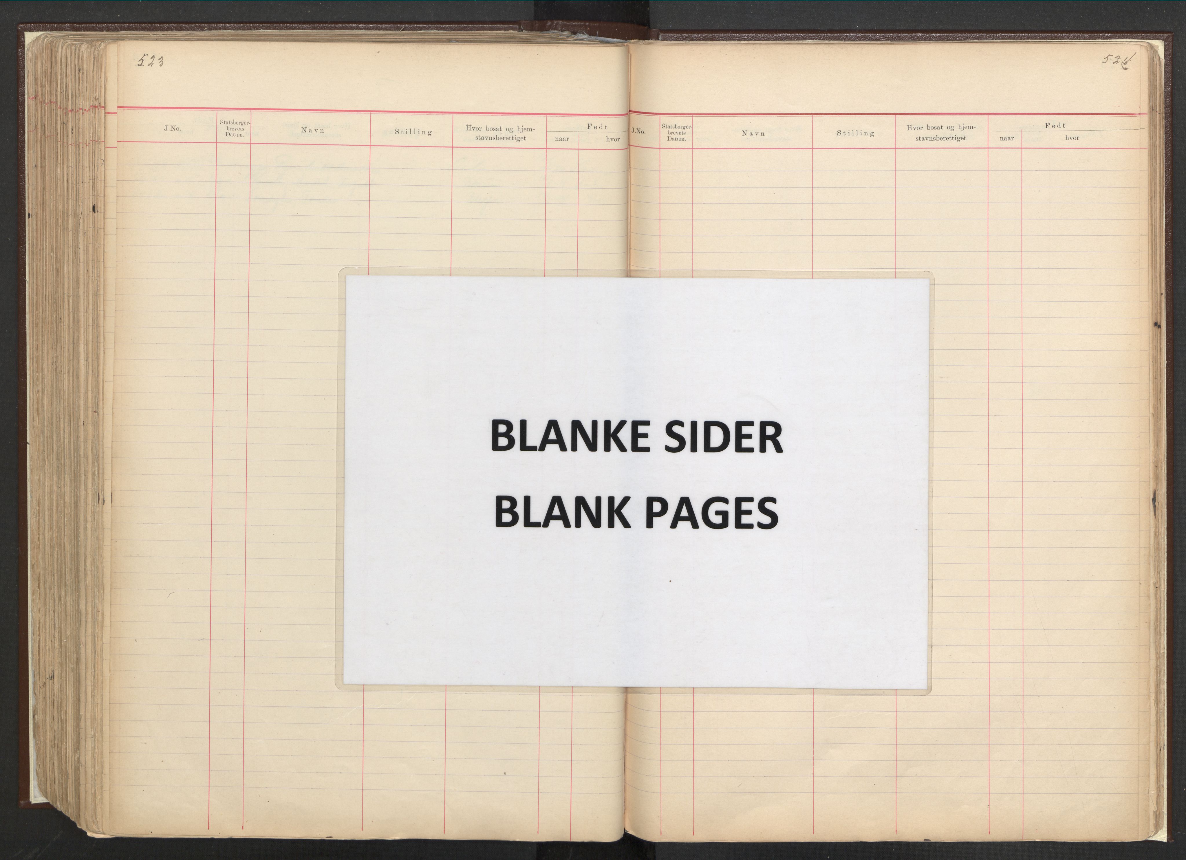 Justisdepartementet, 3. politikontor P3, AV/RA-S-1051/C/Cc/L0001: Journal over statsborgersaker, 1891-1946, p. 523-524