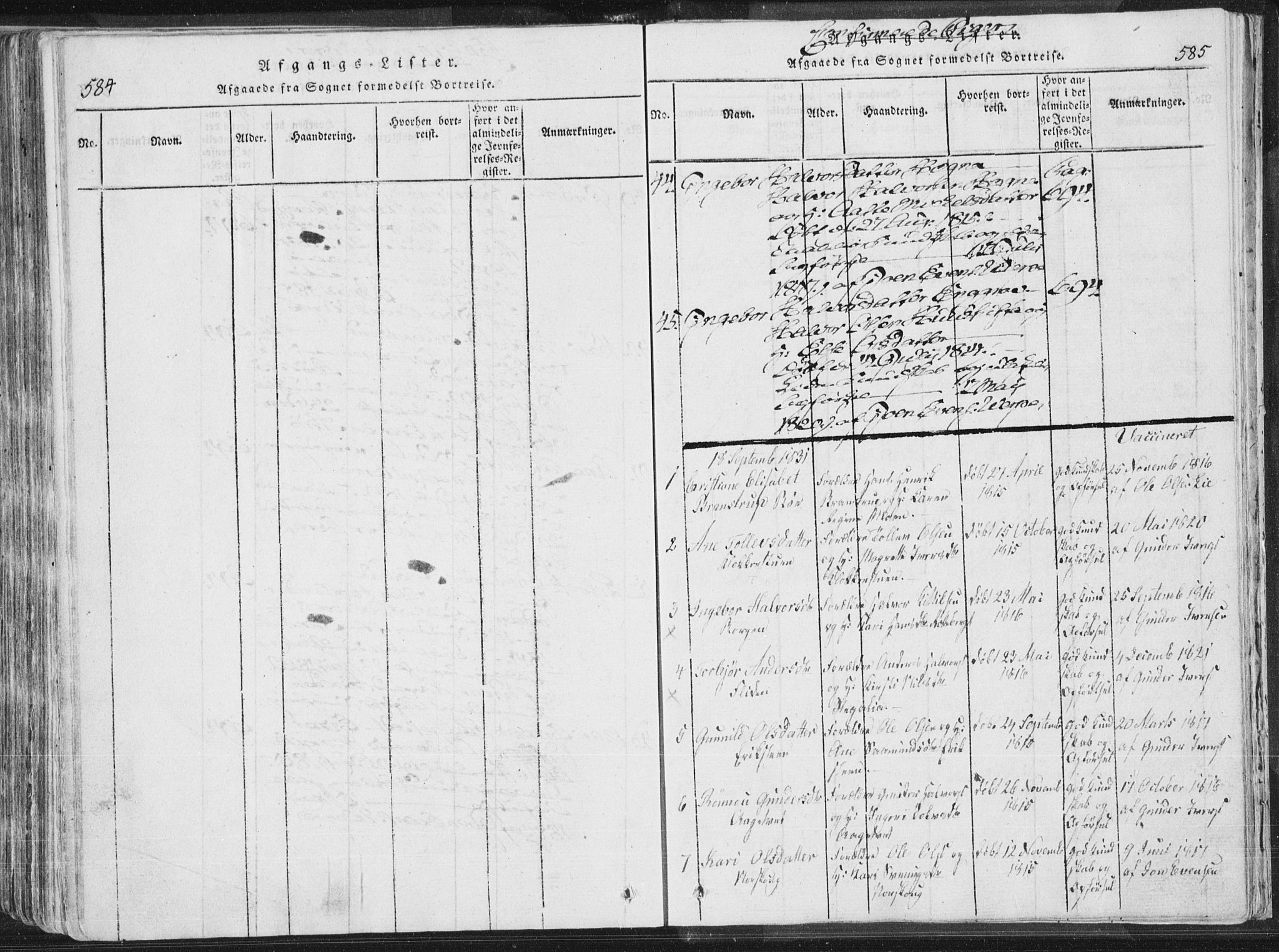 Bø kirkebøker, AV/SAKO-A-257/F/Fa/L0006: Parish register (official) no. 6, 1815-1831, p. 584-585