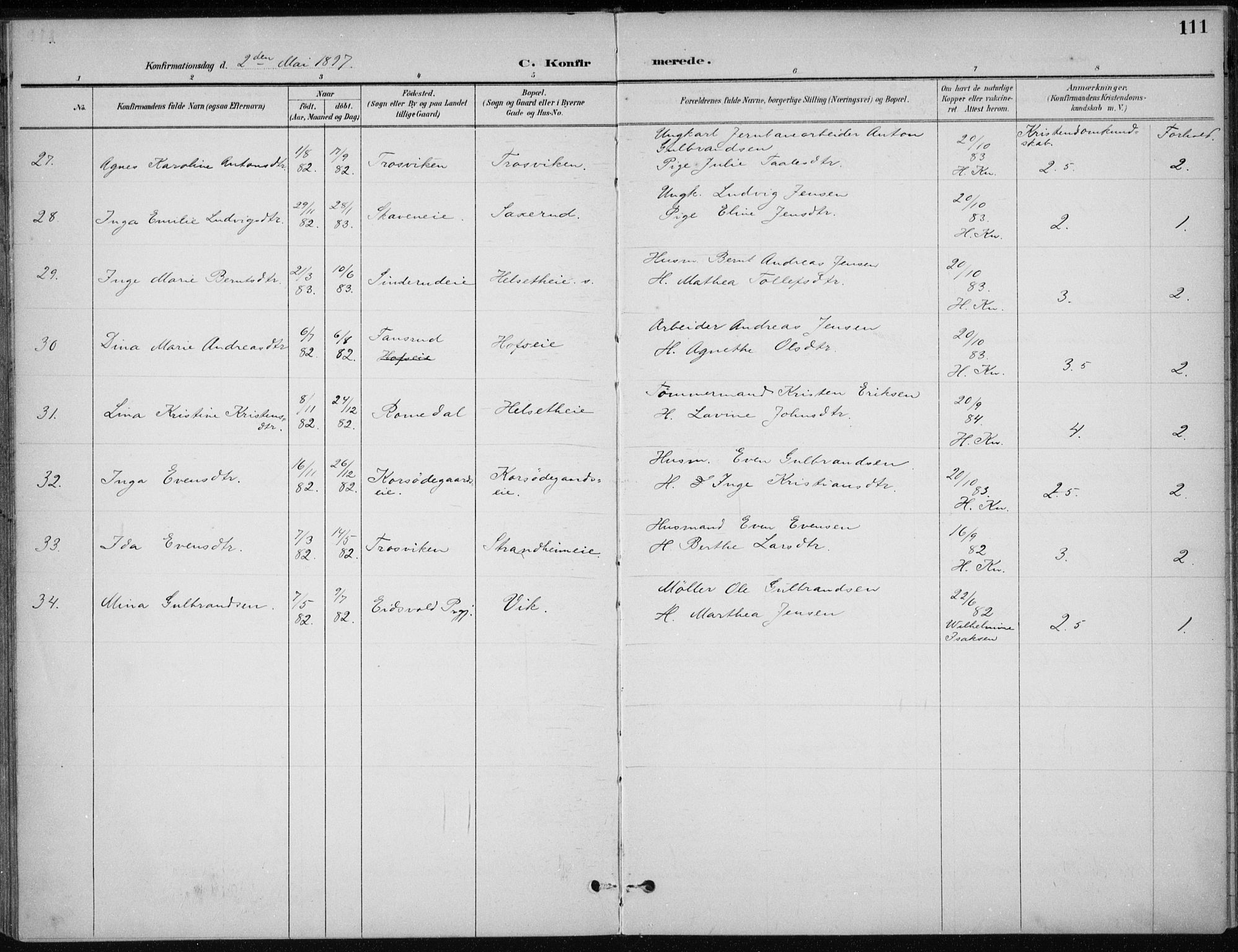 Stange prestekontor, SAH/PREST-002/K/L0023: Parish register (official) no. 23, 1897-1920, p. 111