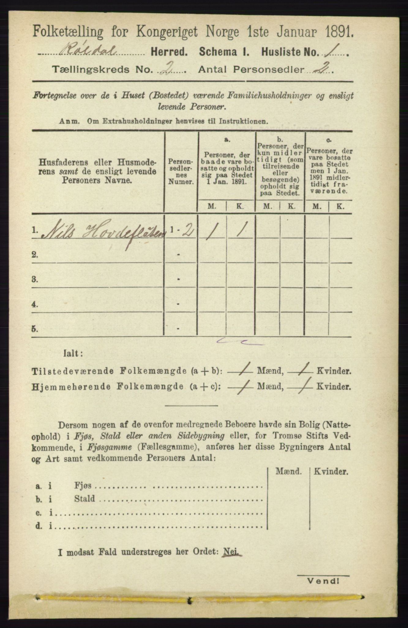 RA, 1891 census for 1229 Røldal, 1891, p. 472