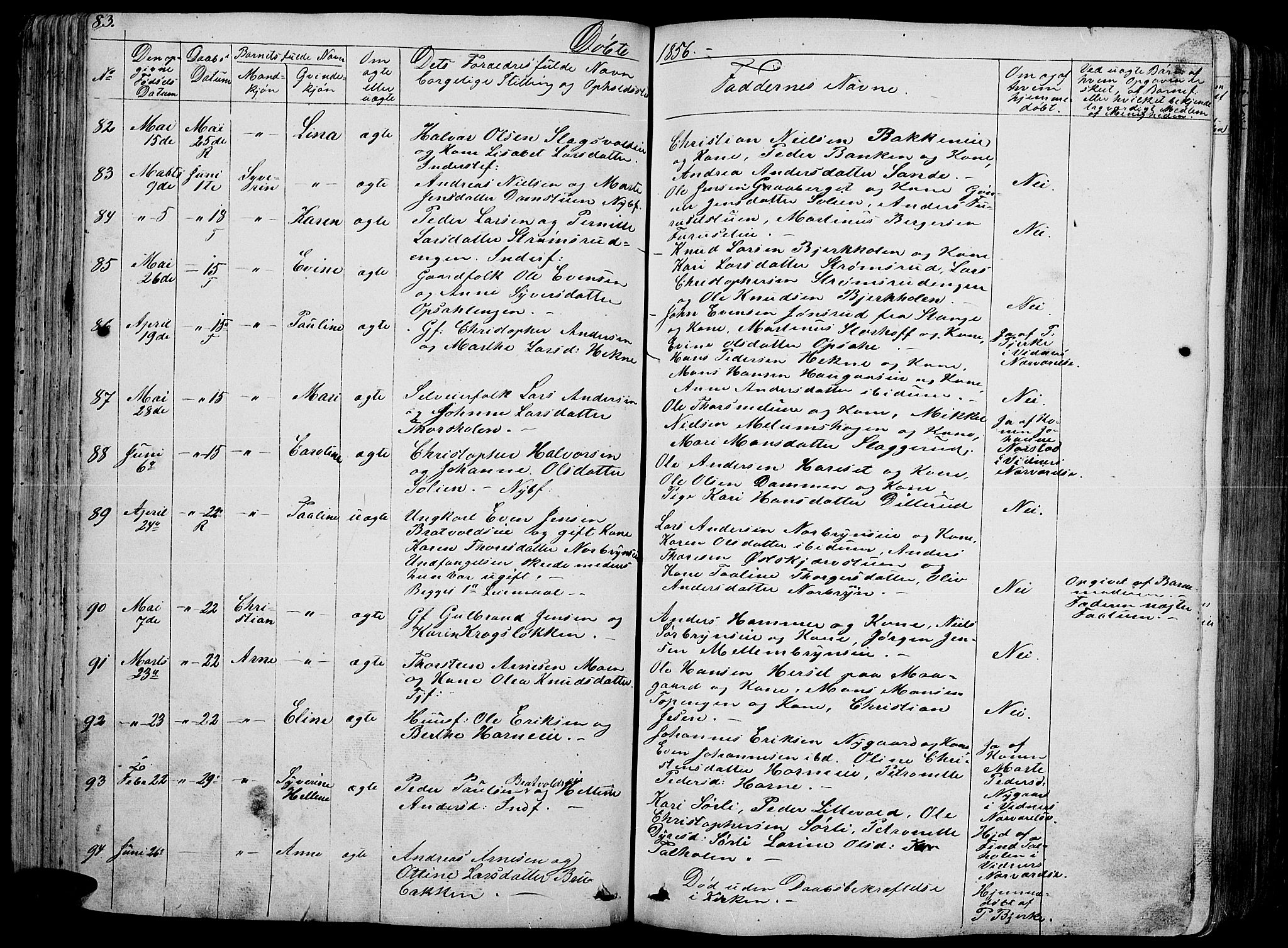 Romedal prestekontor, AV/SAH-PREST-004/L/L0009: Parish register (copy) no. 9, 1846-1866, p. 83