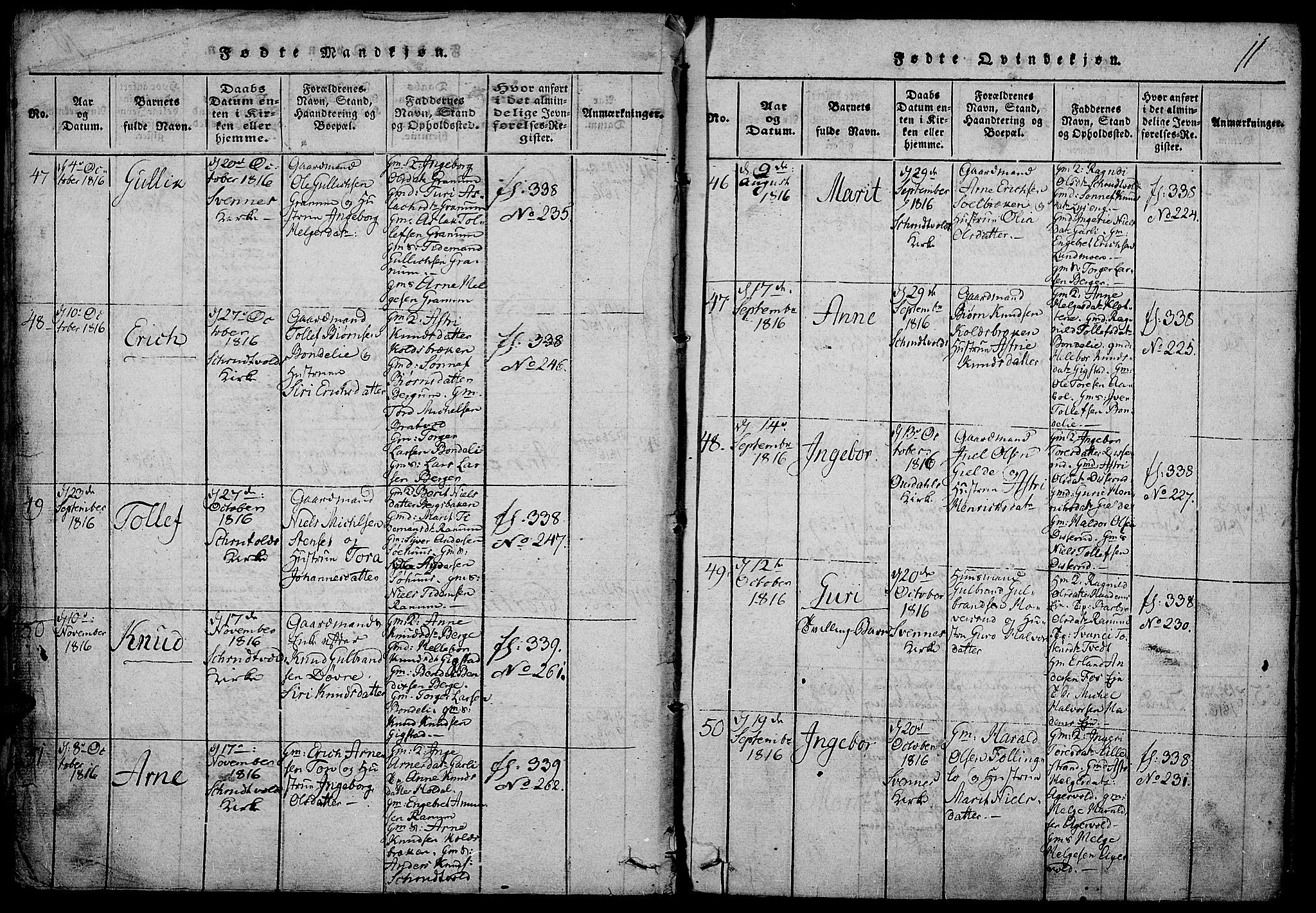 Nord-Aurdal prestekontor, AV/SAH-PREST-132/H/Ha/Haa/L0002: Parish register (official) no. 2, 1816-1828, p. 11