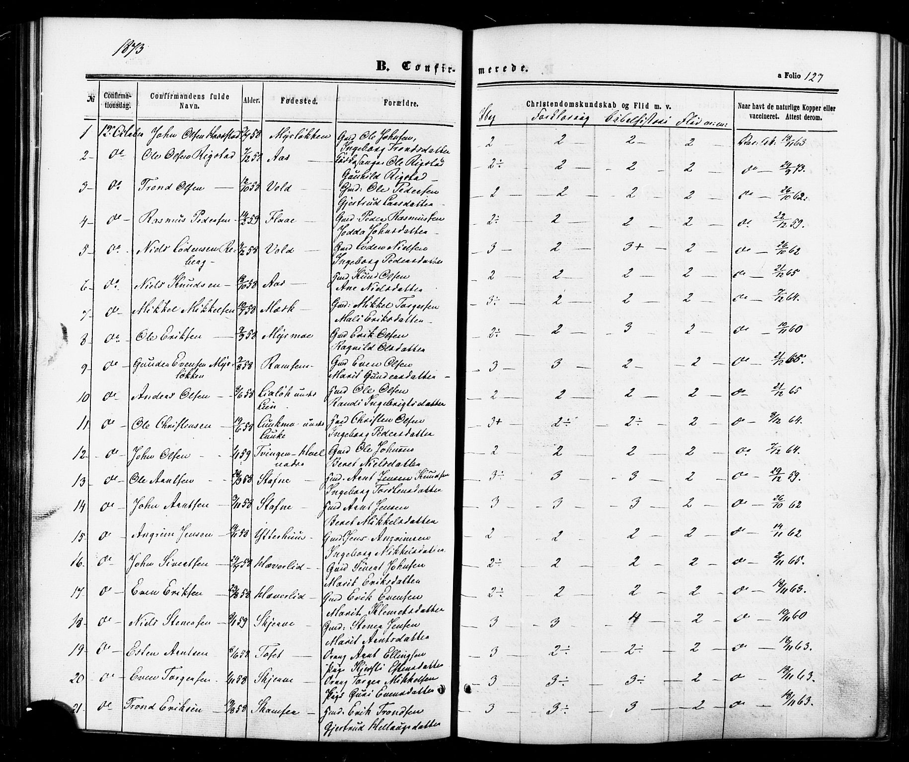 Ministerialprotokoller, klokkerbøker og fødselsregistre - Sør-Trøndelag, SAT/A-1456/674/L0870: Parish register (official) no. 674A02, 1861-1879, p. 127