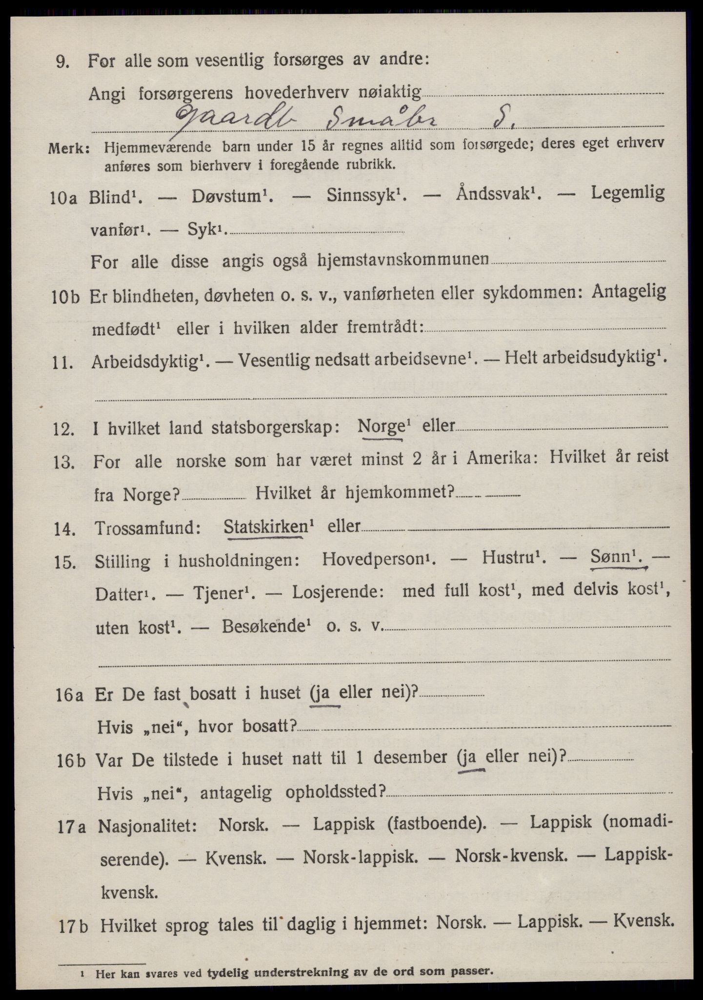 SAT, 1920 census for Fillan, 1920, p. 2305