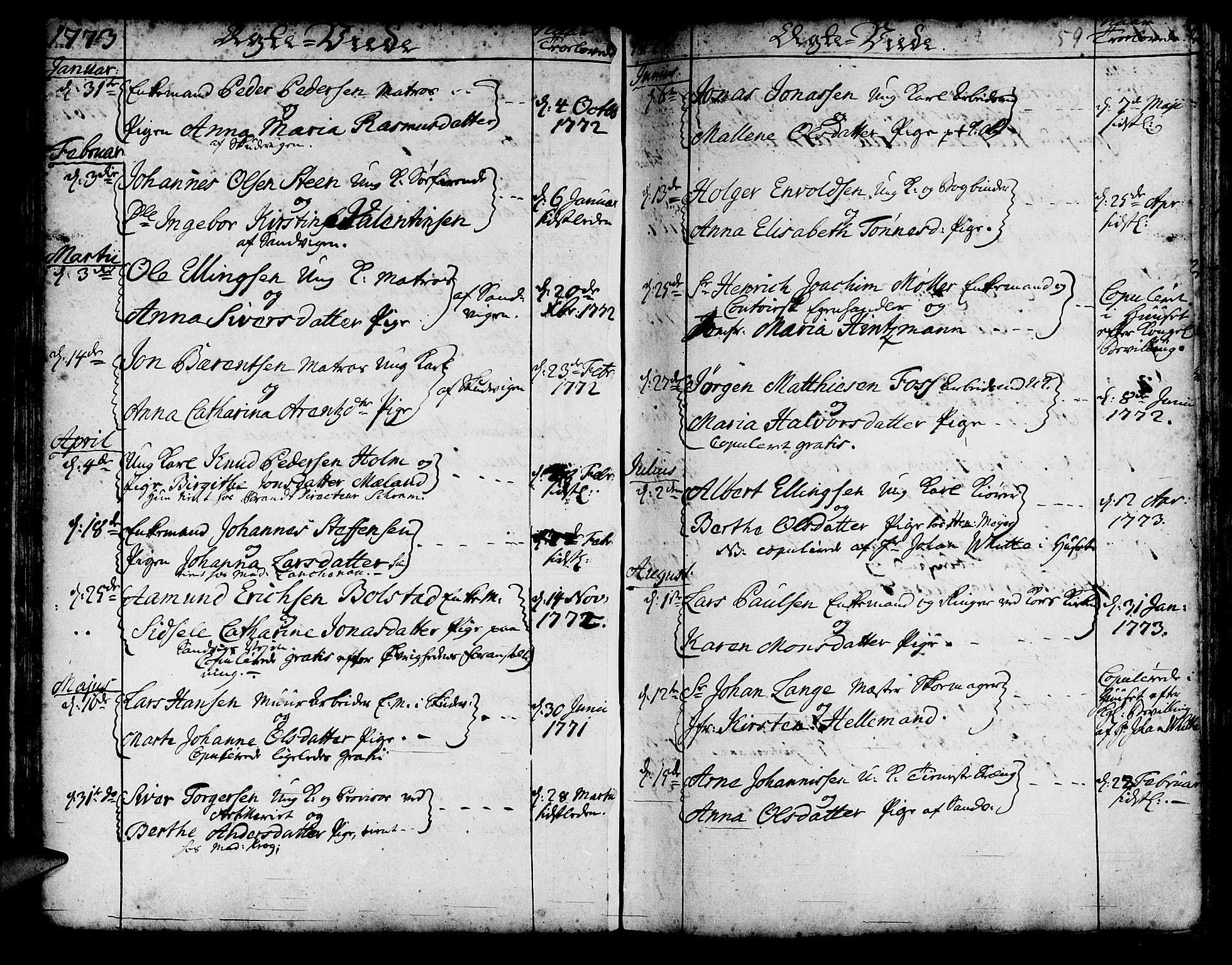 Korskirken sokneprestembete, SAB/A-76101/H/Haa/L0009: Parish register (official) no. A 9, 1743-1861, p. 59