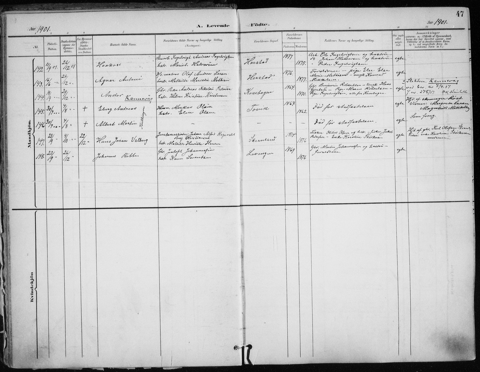 Trondenes sokneprestkontor, SATØ/S-1319/H/Ha/L0017kirke: Parish register (official) no. 17, 1899-1908, p. 47