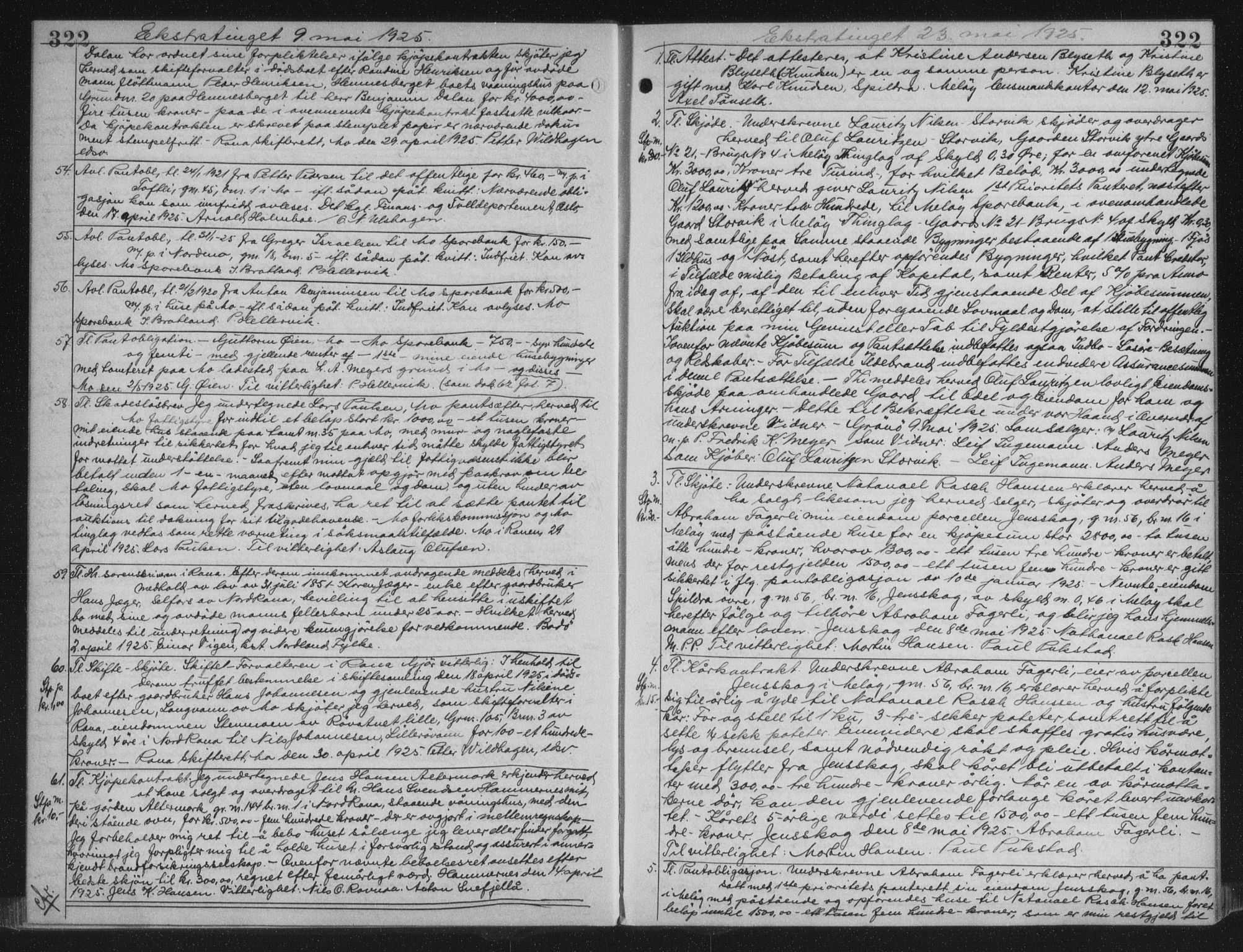 Rana sorenskriveri , AV/SAT-A-1108/1/2/2C/L0018: Mortgage book no. 18, 1923-1928, p. 322, Deed date: 23.05.1925
