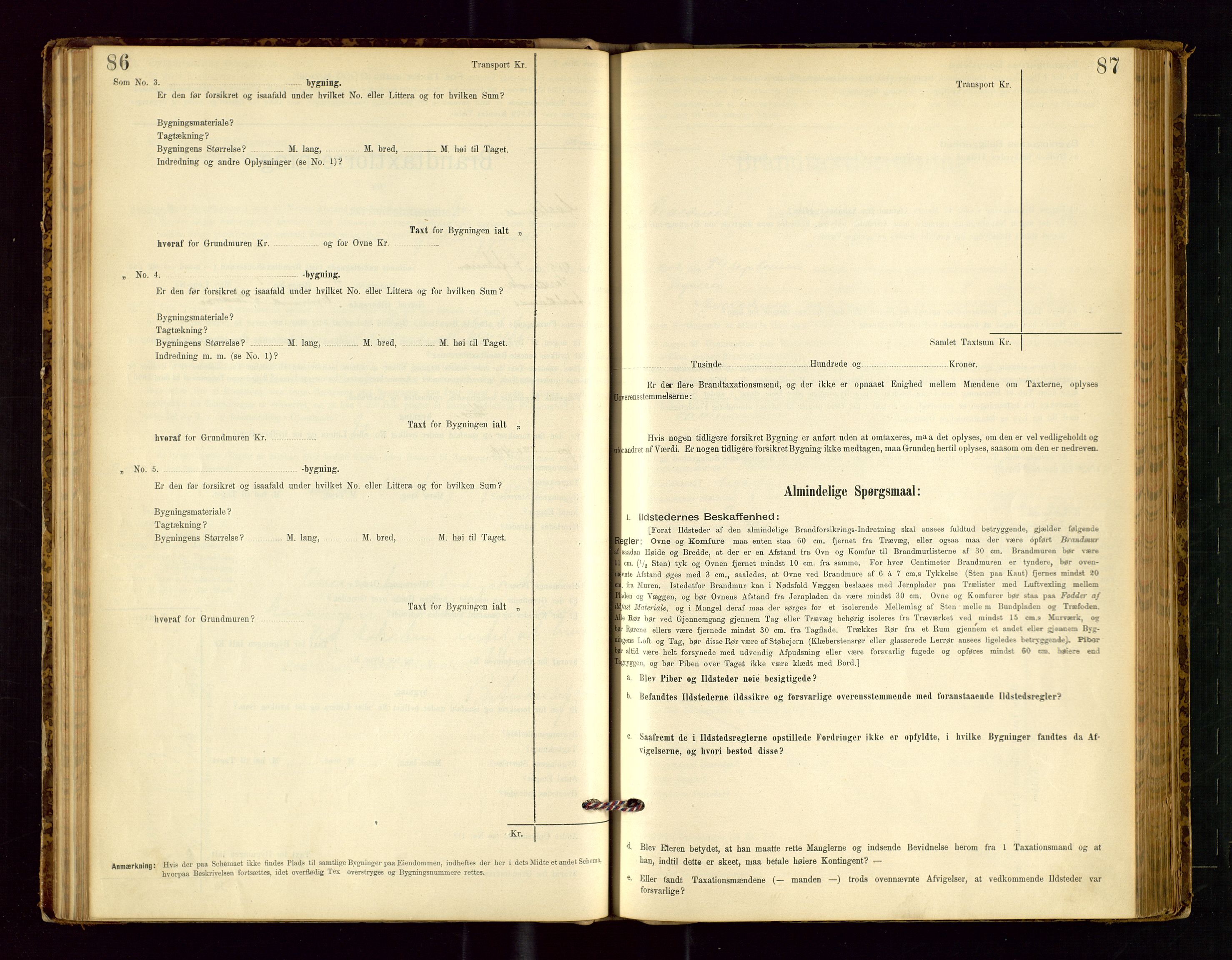 Avaldsnes lensmannskontor, AV/SAST-A-100286/Gob/L0001: "Brandtaxationsprotokol for Avaldsnes Lensmandsdistrikt Ryfylke Fogderi", 1894-1925, p. 86-87