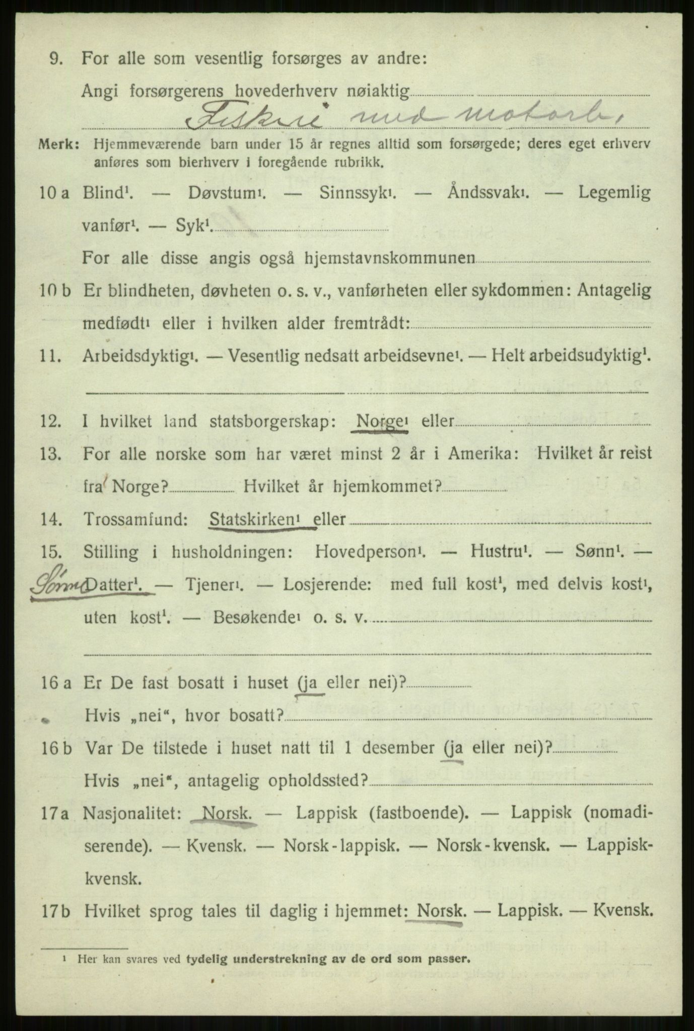 SATØ, 1920 census for Lyngen, 1920, p. 13016