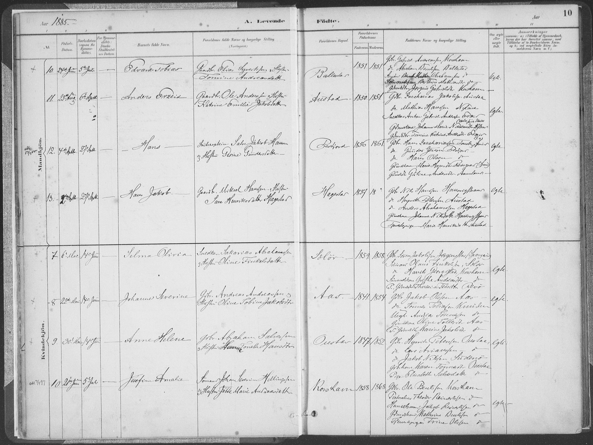 Lyngdal sokneprestkontor, AV/SAK-1111-0029/F/Fa/Faa/L0004: Parish register (official) no. A 4, 1883-1904, p. 10