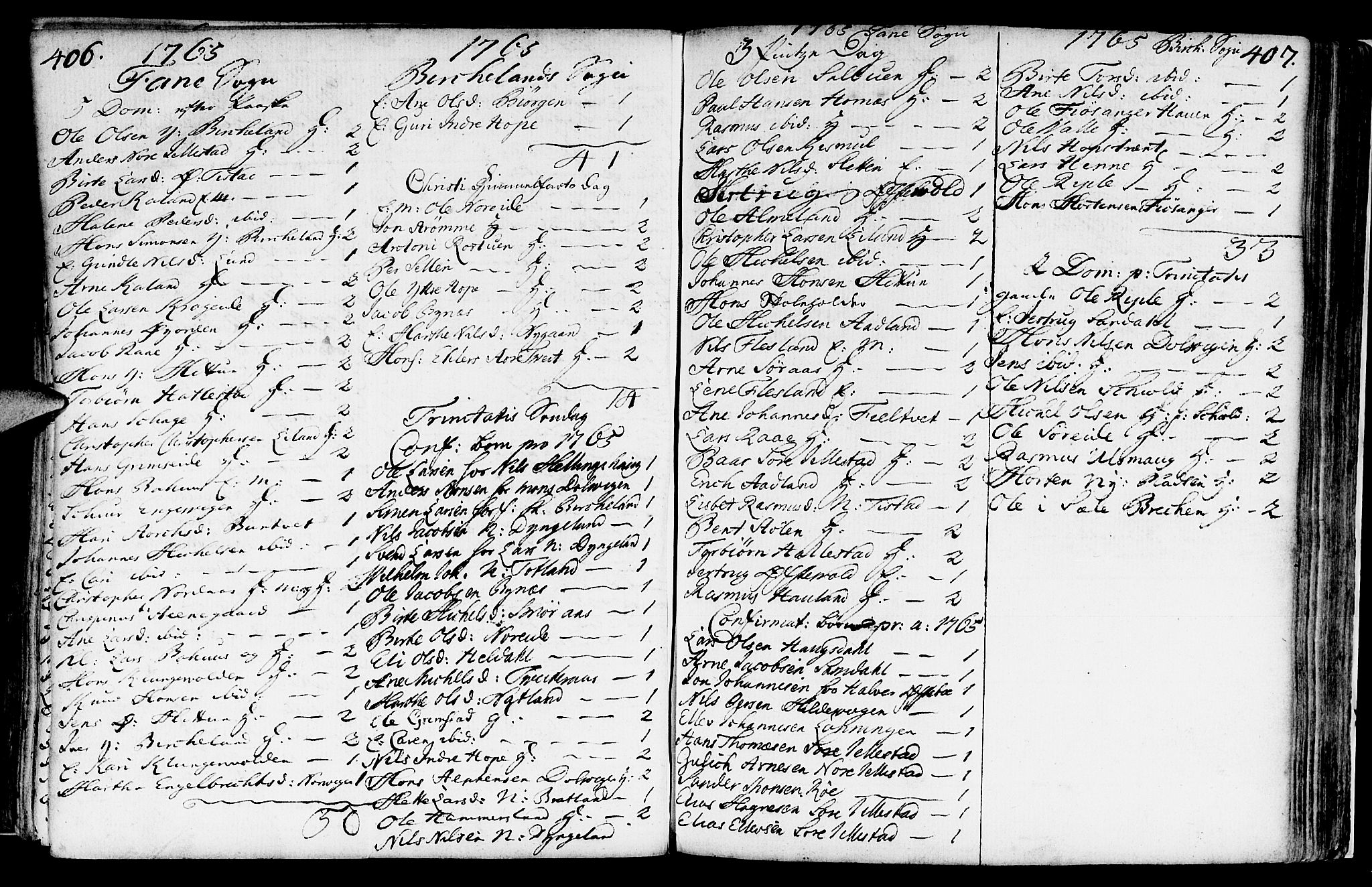 Fana Sokneprestembete, AV/SAB-A-75101/H/Haa/Haaa/L0004: Parish register (official) no. A 4, 1757-1774, p. 406-407