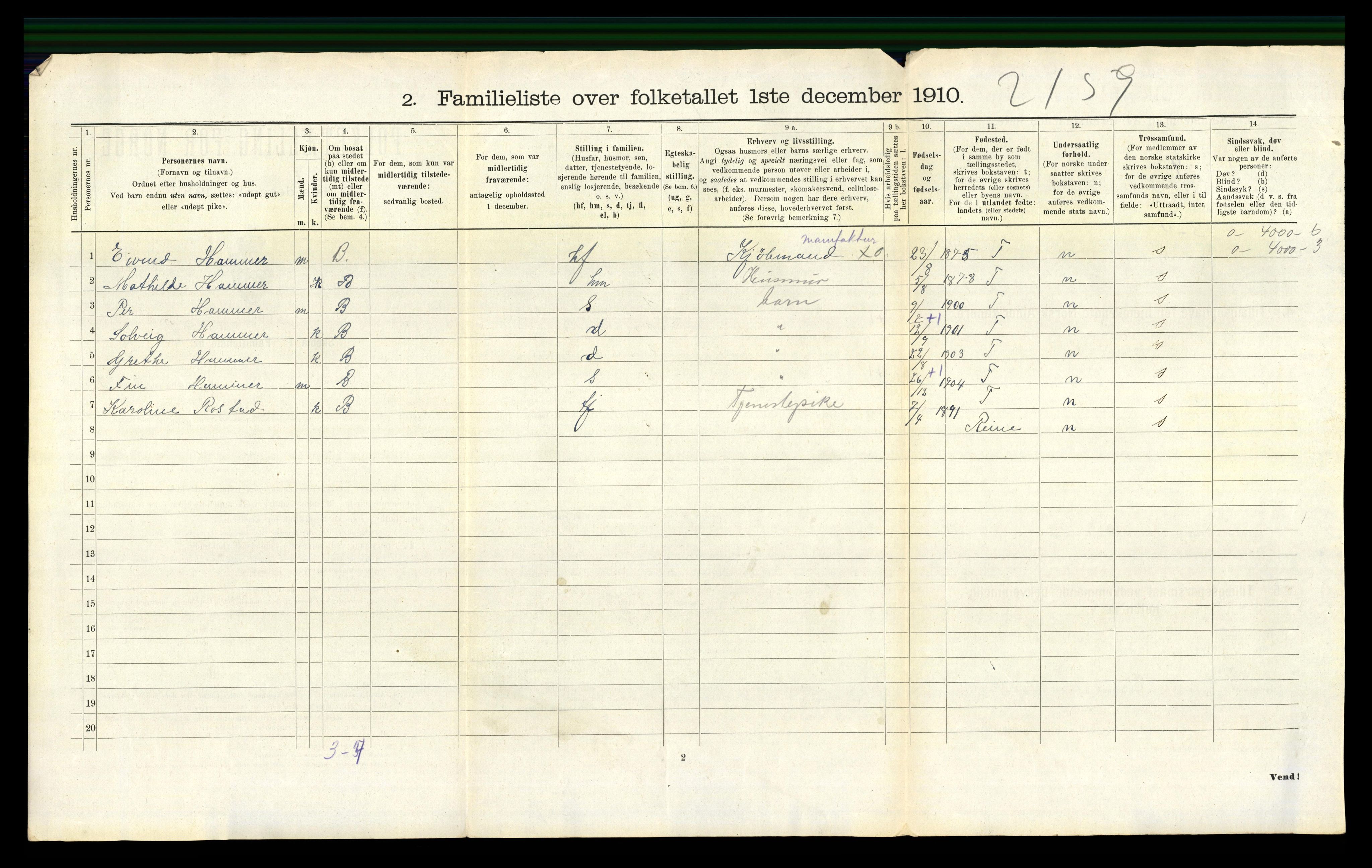 RA, 1910 census for Trondheim, 1910, p. 2456