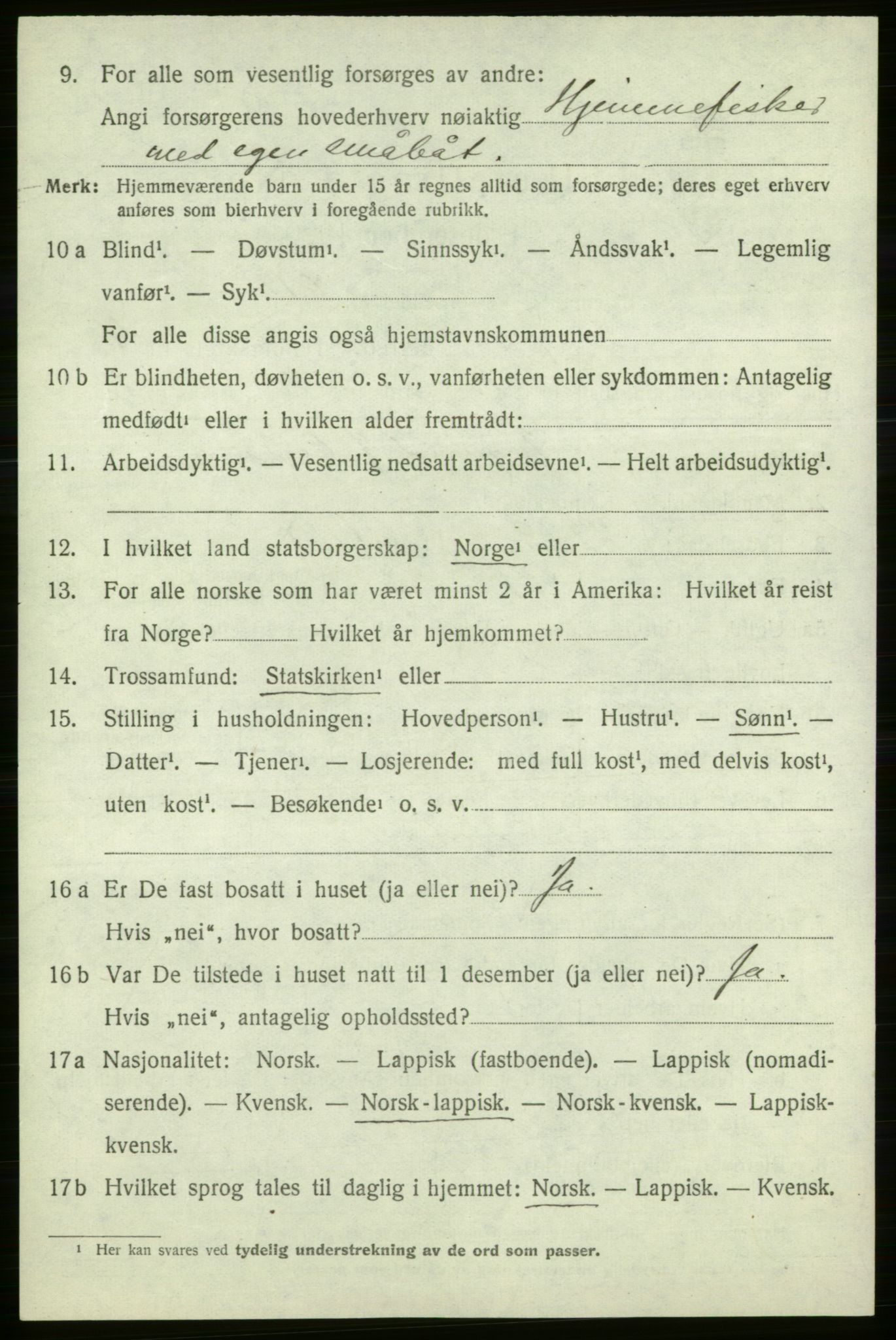 SATØ, 1920 census for Loppa, 1920, p. 1557