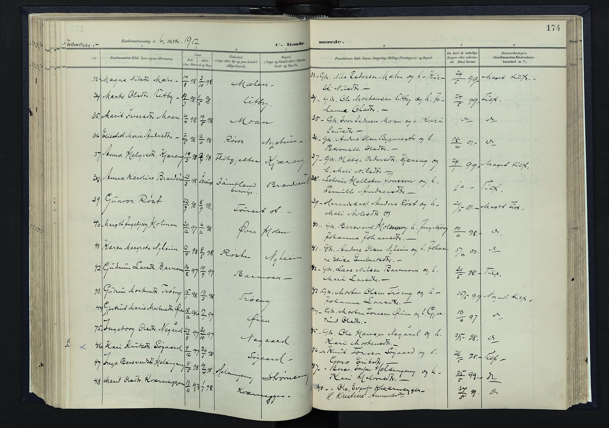 Tynset prestekontor, AV/SAH-PREST-058/H/Ha/Haa/L0025: Parish register (official) no. 25, 1900-1914, p. 174